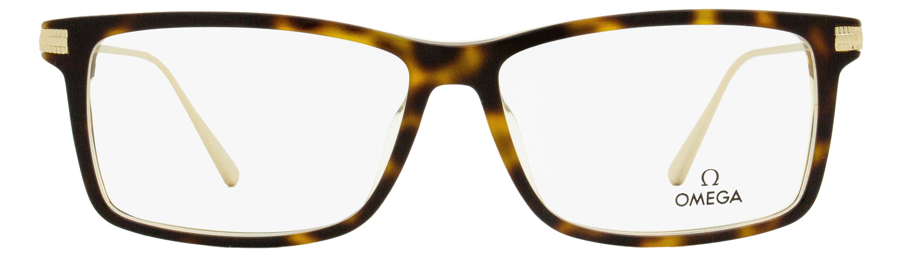 Omega OM5014 Rectangle Acetate-Metal Eyeglasses — Havana by Omega