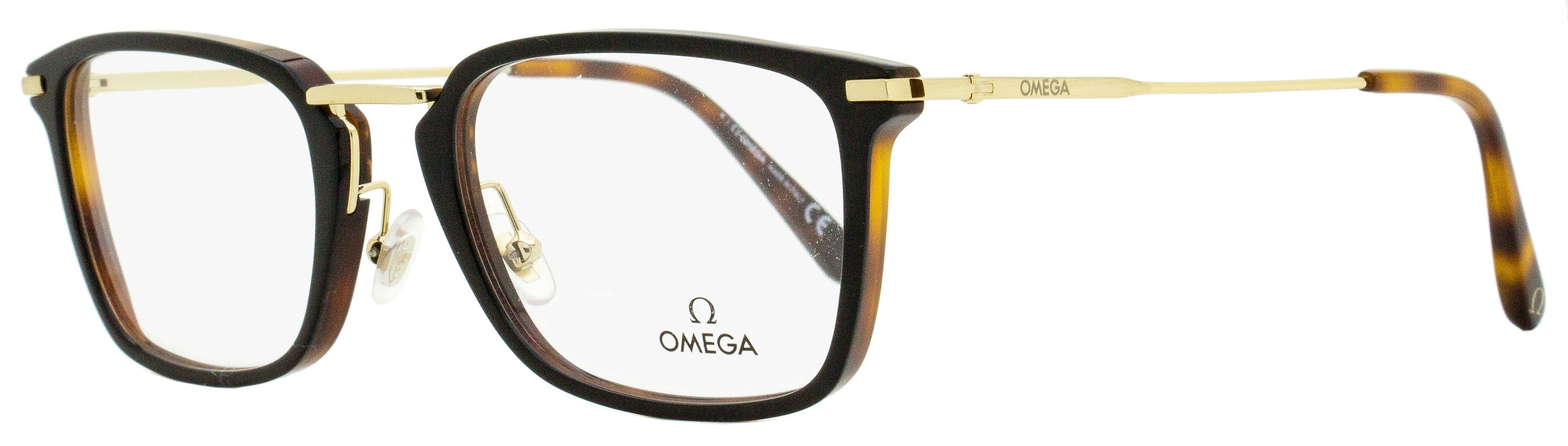 Omega OM5025 Rectangular Metal-Accented Eyeglasses — Black, view 2