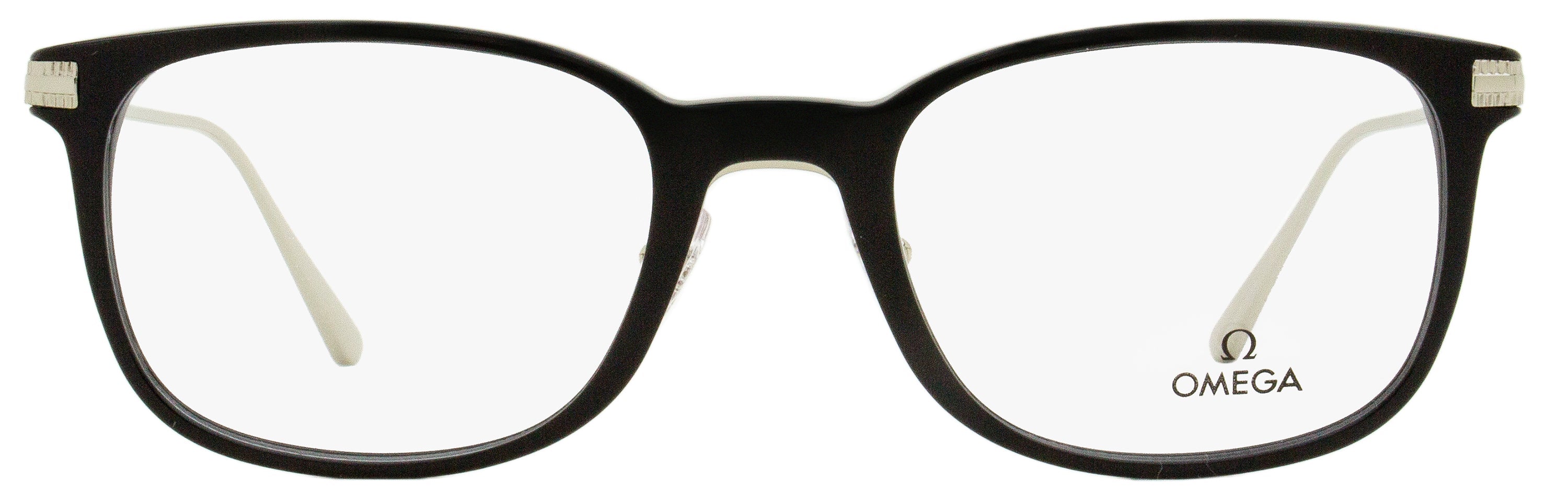 Omega OM5039 Rectangular Acetate-Metal Eyeglasses — Black by Omega