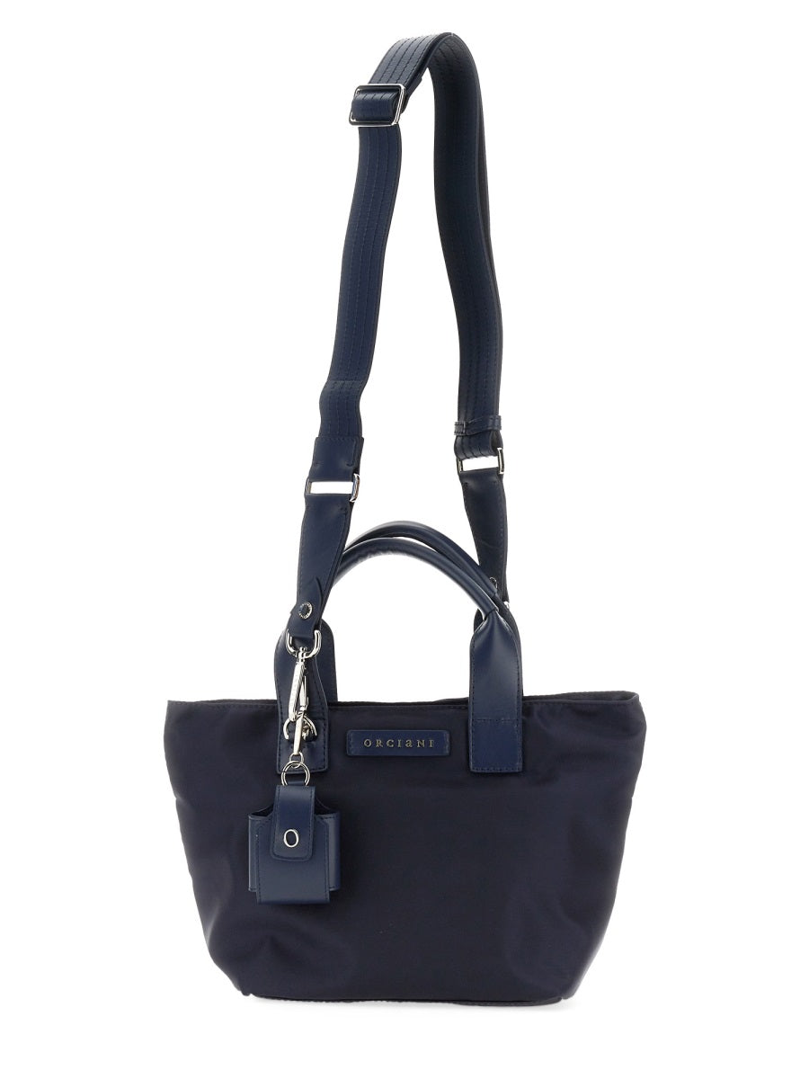 Orciani Double Handle Shoulder Bag — Blue, view 3