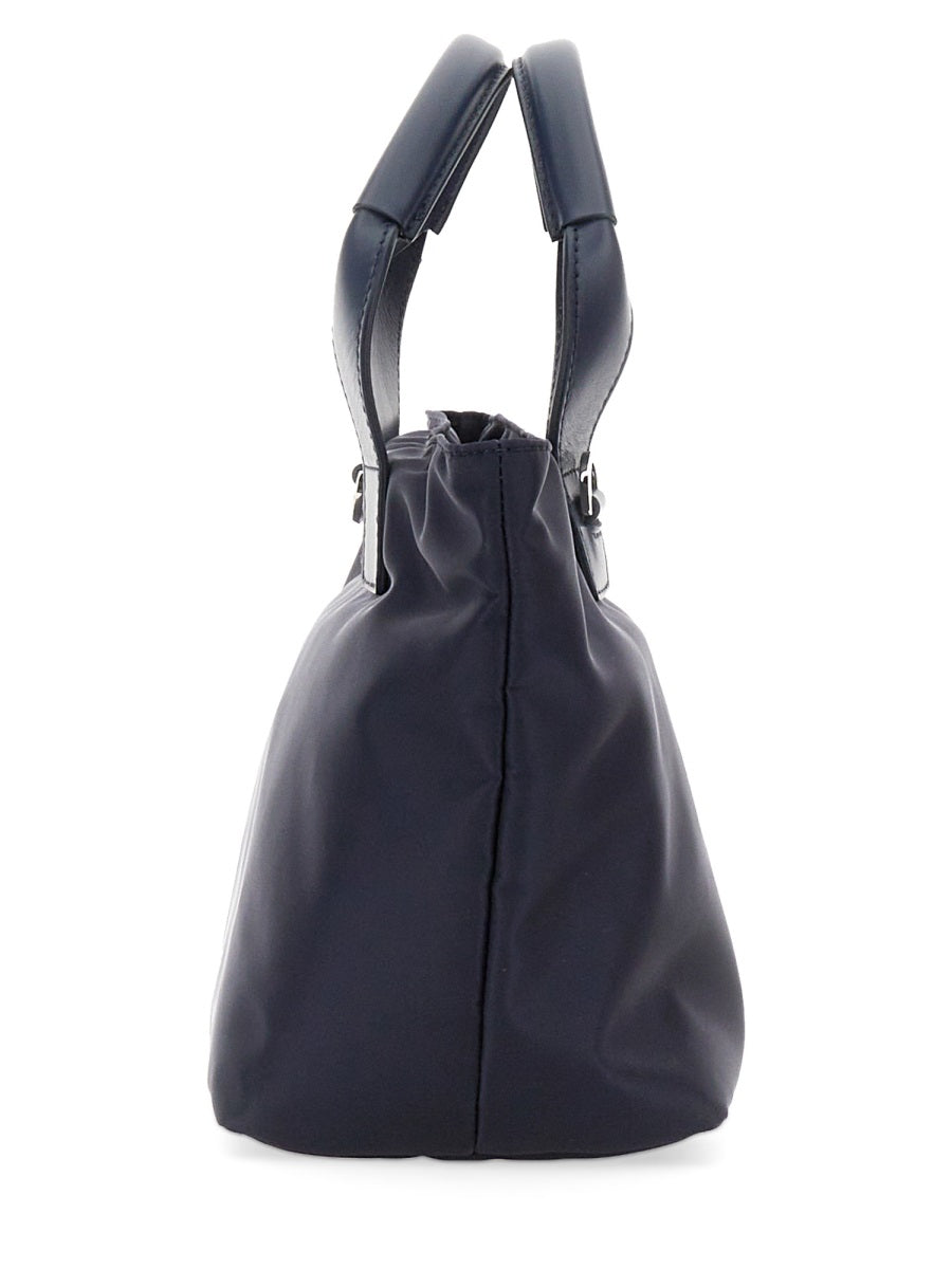 Orciani Double Handle Shoulder Bag — Blue, view 4