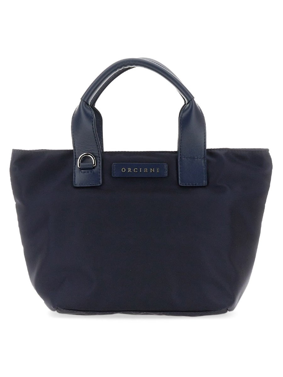 Orciani Double Handle Shoulder Bag — Blue, view 6