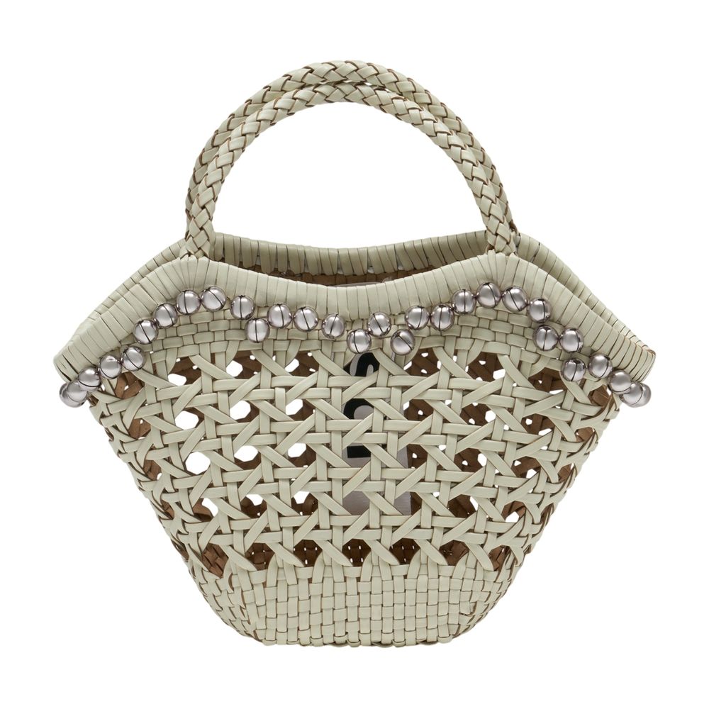 OSOI Beaded Raffia Tote Bag — White by OSOI