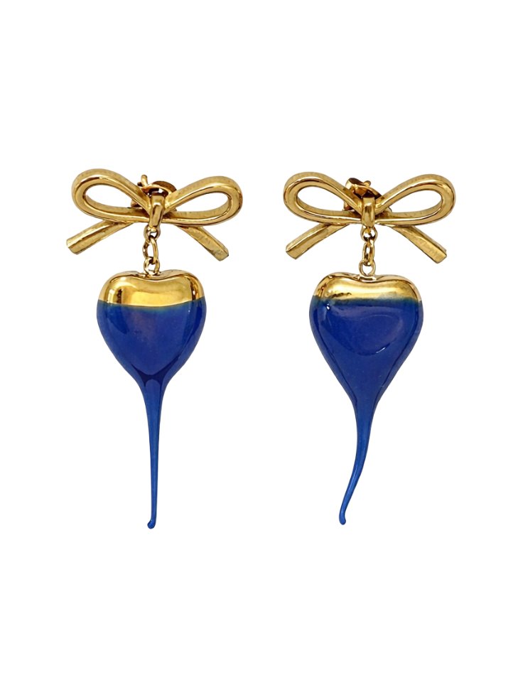 Ottolinger Bow-Heart with Rubberized Varnish Drop Earrings — Gold, view 2