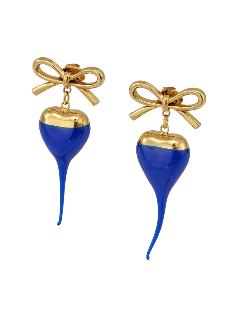 Ottolinger Bow-Heart with Rubberized Varnish Drop Earrings — Gold, view 3
