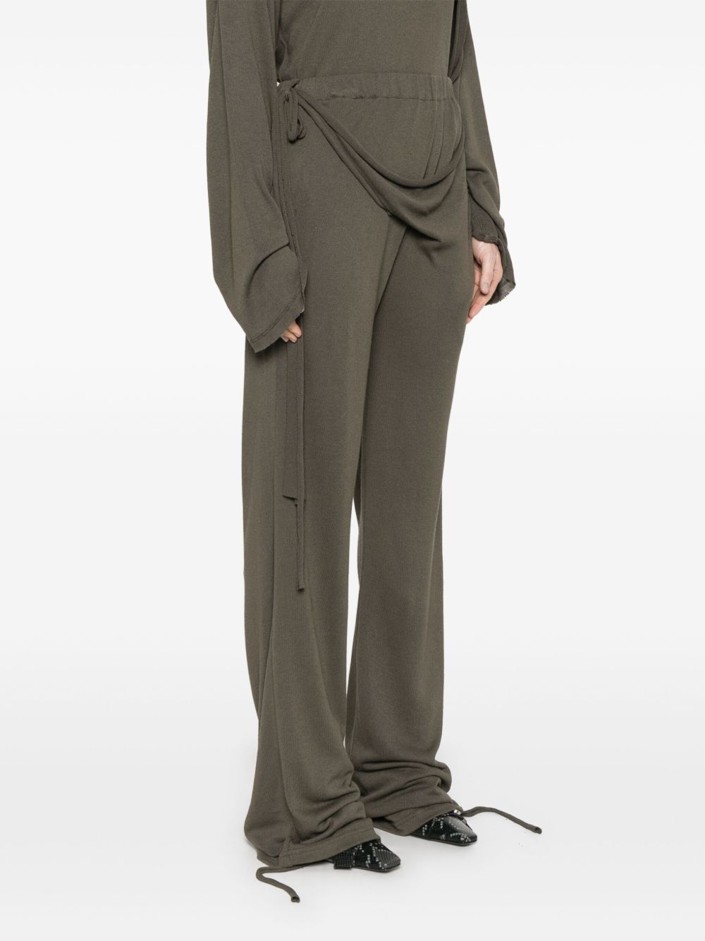Ottolinger Deconstructed Linen Blend Trousers — dark green, view 2