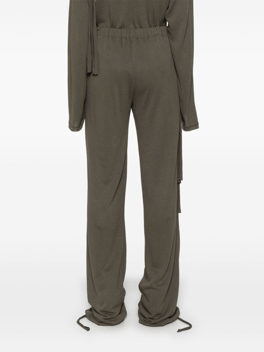 Ottolinger Deconstructed Linen Blend Trousers — dark green, view 3