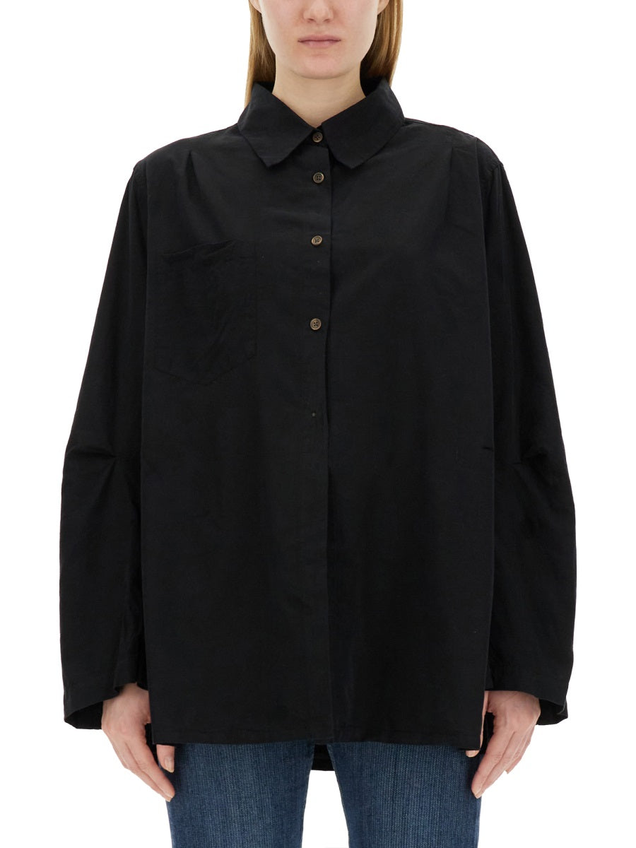 Our Legacy Oversized Cotton-Cupro Blend Shirt — Black by Our Legacy
