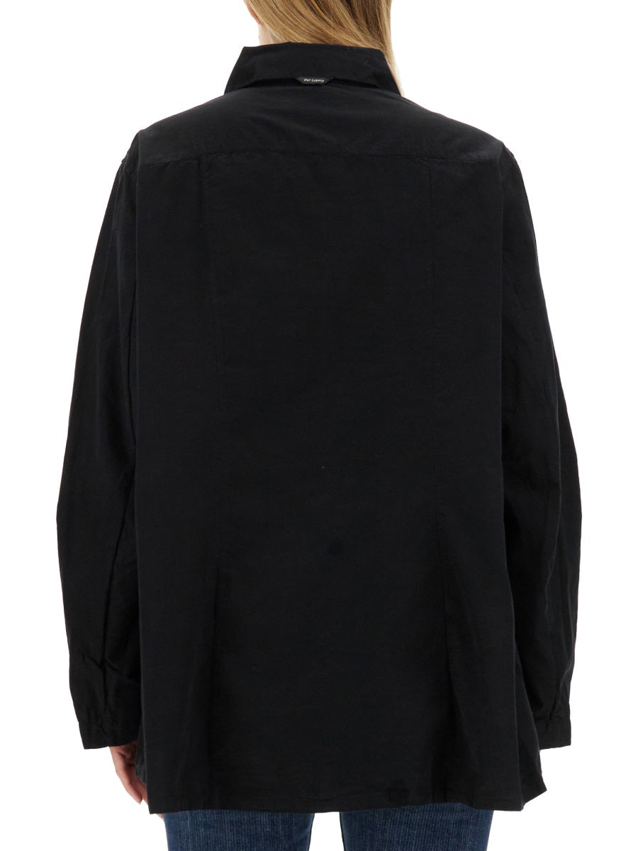 Our Legacy Oversized Cotton-Cupro Blend Shirt — Black, view 3