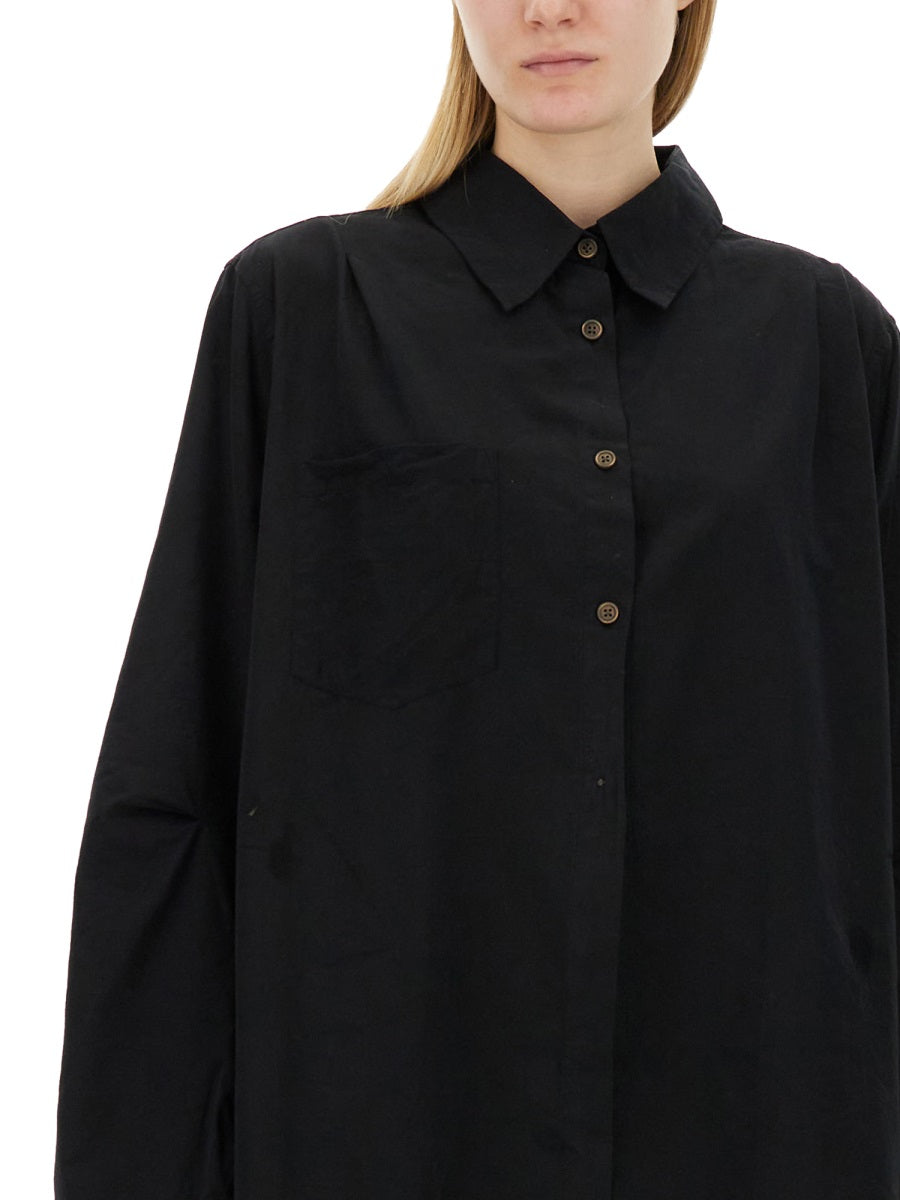 Our Legacy Oversized Cotton-Cupro Blend Shirt — Black, view 4