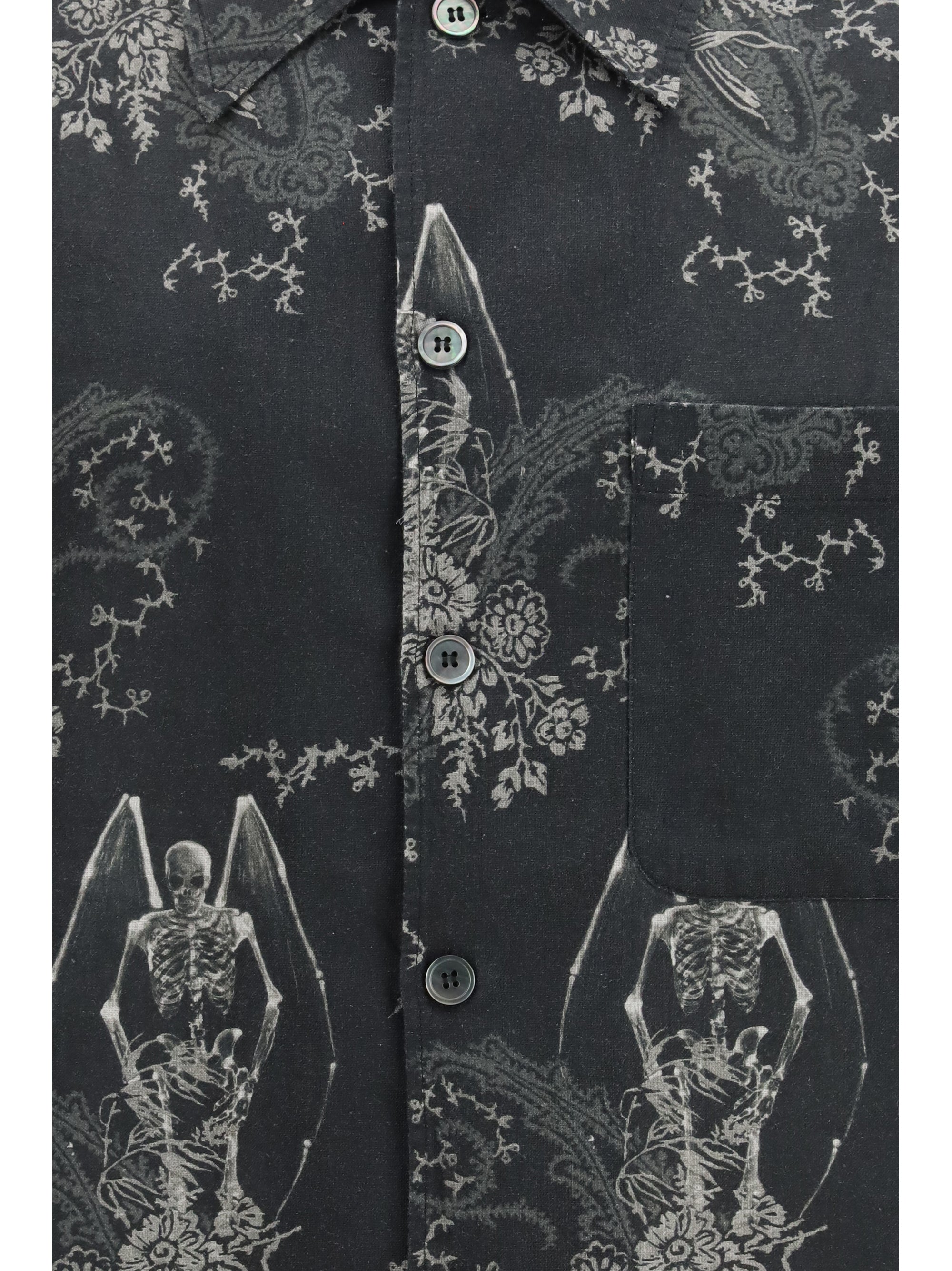 Our Legacy Death Paisley Printed Cotton Shirt — Black by Our Legacy