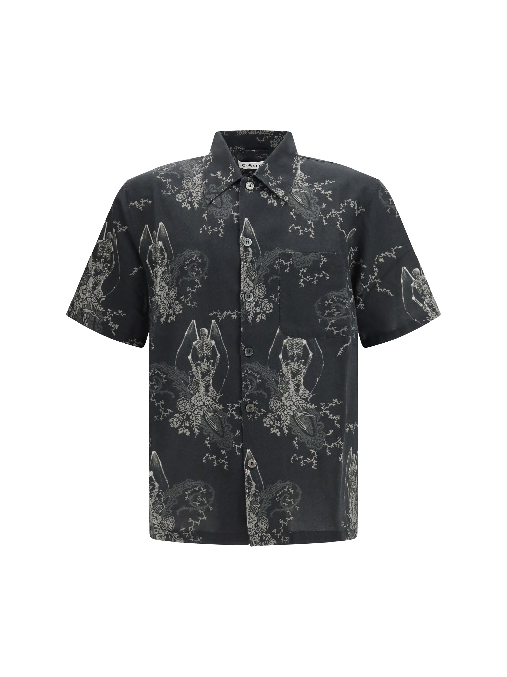 Our Legacy Death Paisley Printed Cotton Shirt — Black, view 3