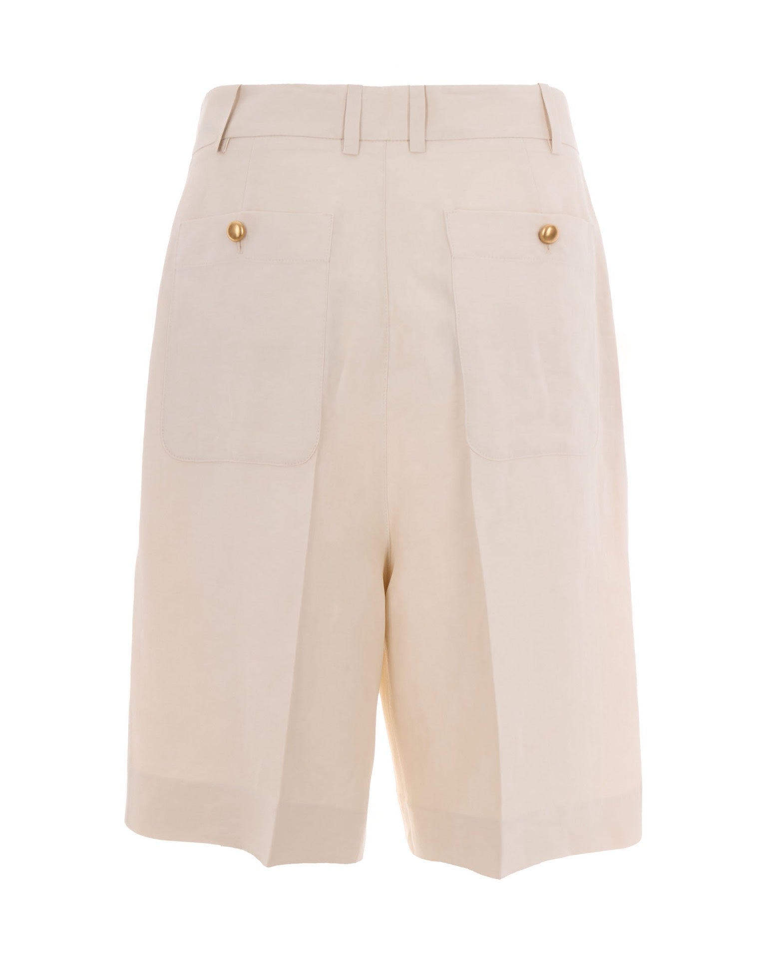 P.A.R.O.S.H. Linen Viscose Blend Bermuda Shorts — Beige, view 2