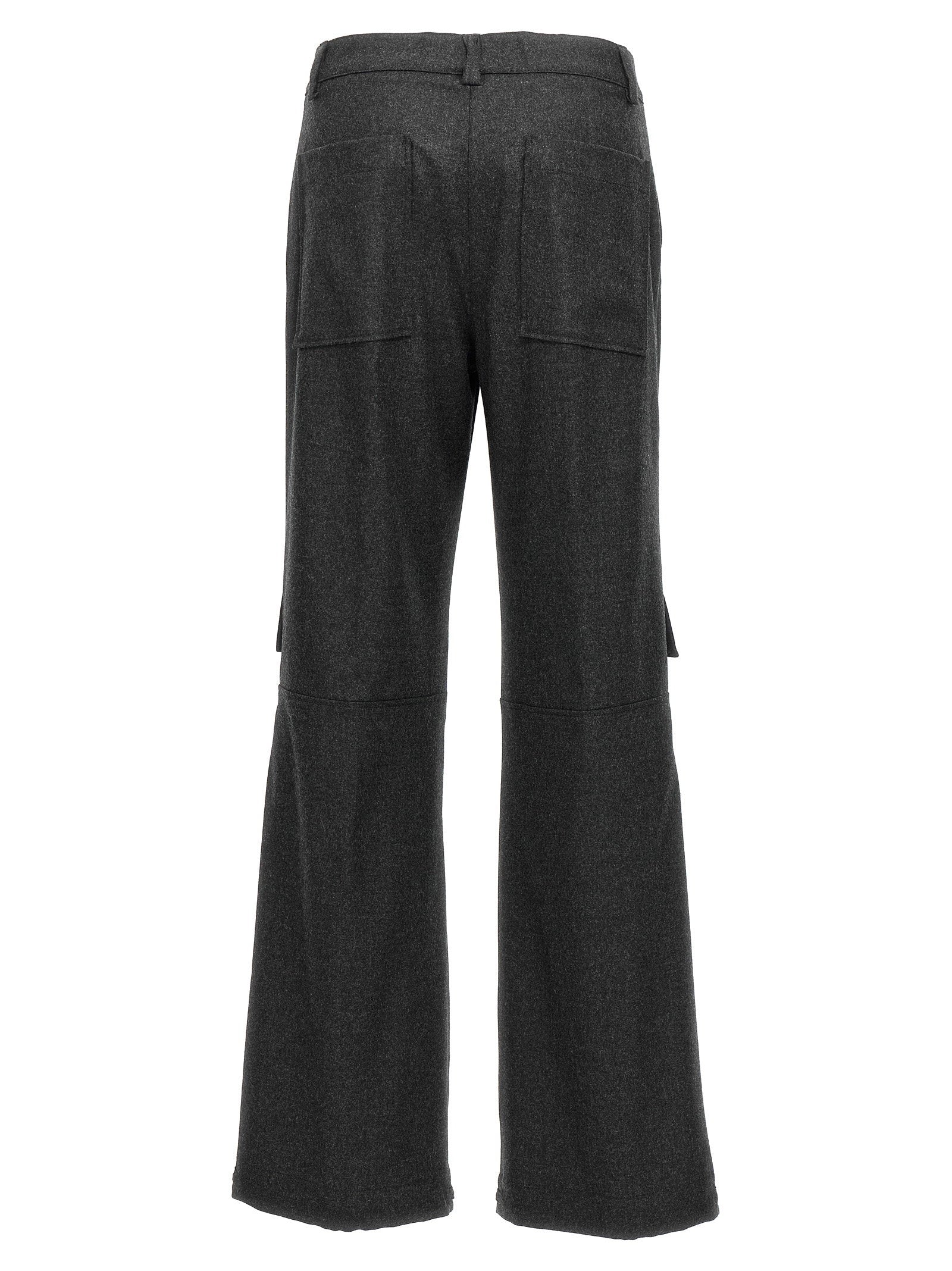 P.A.R.O.S.H. Wool-Blend Ruffled-Pocket Cargo Pants — Charcoal, view 2