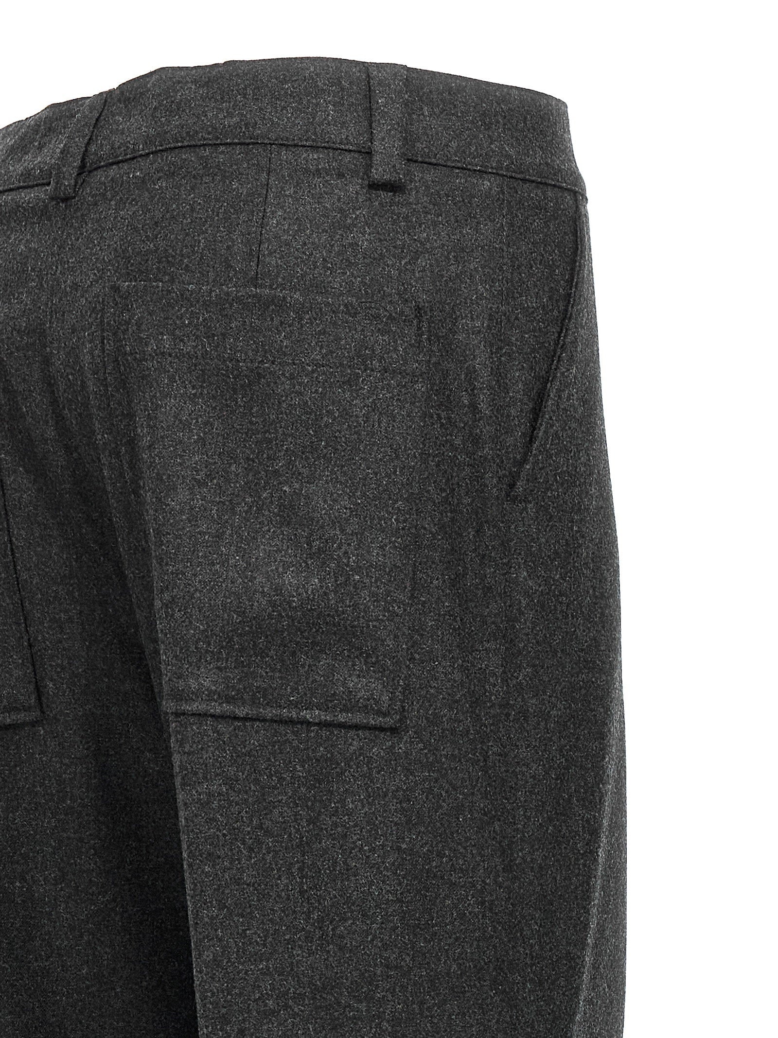 P.A.R.O.S.H. Wool-Blend Ruffled-Pocket Cargo Pants — Charcoal, view 4