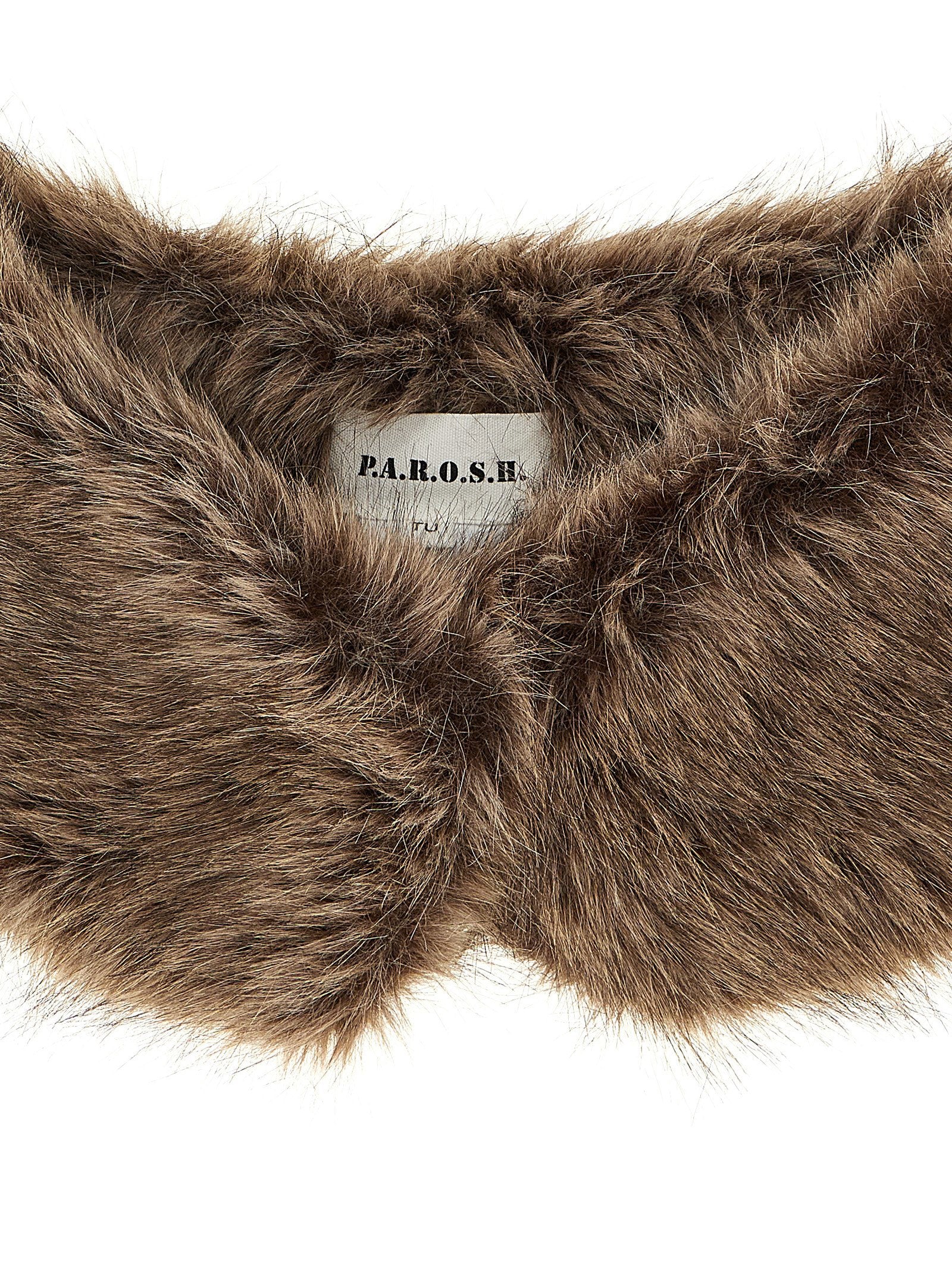 P.A.R.O.S.H. Faux Fur Collar — Brown, view 3