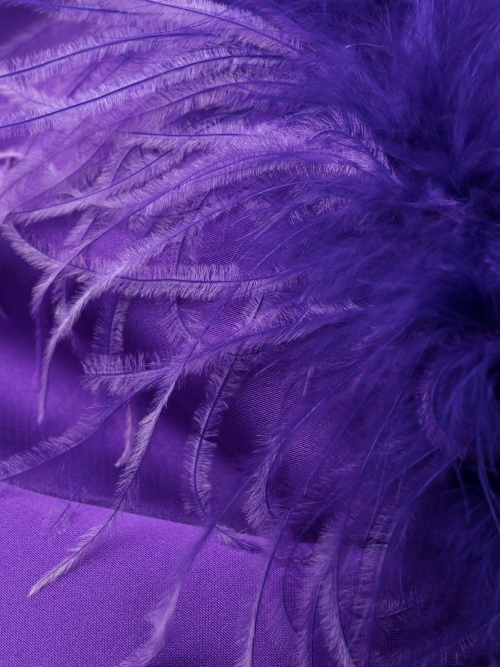 P.A.R.O.S.H. Ostrich-Feather Trim Satin Dress — Violet, view 6