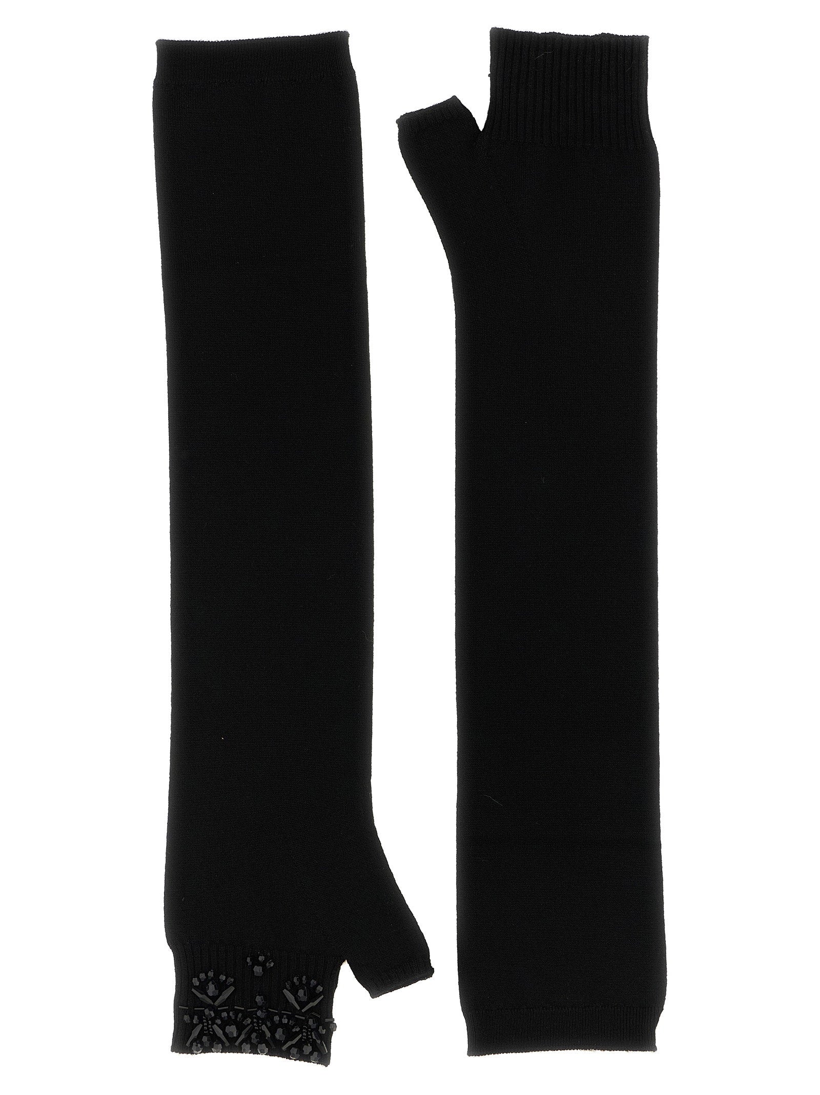 P.A.R.O.S.H. Wool and Cashmere Fingerless Gloves — Black by Parosh