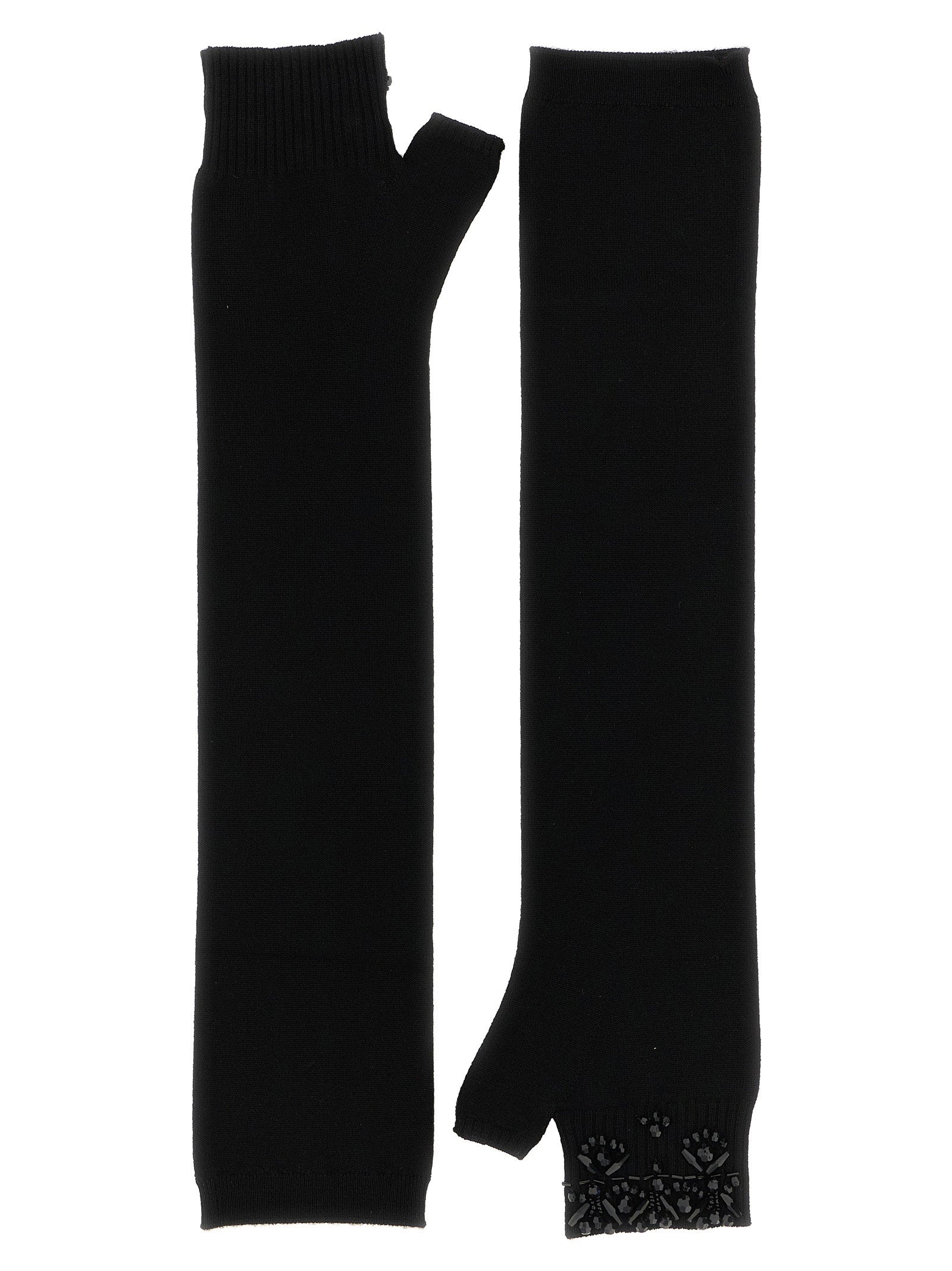P.A.R.O.S.H. Wool and Cashmere Fingerless Gloves — Black, view 2