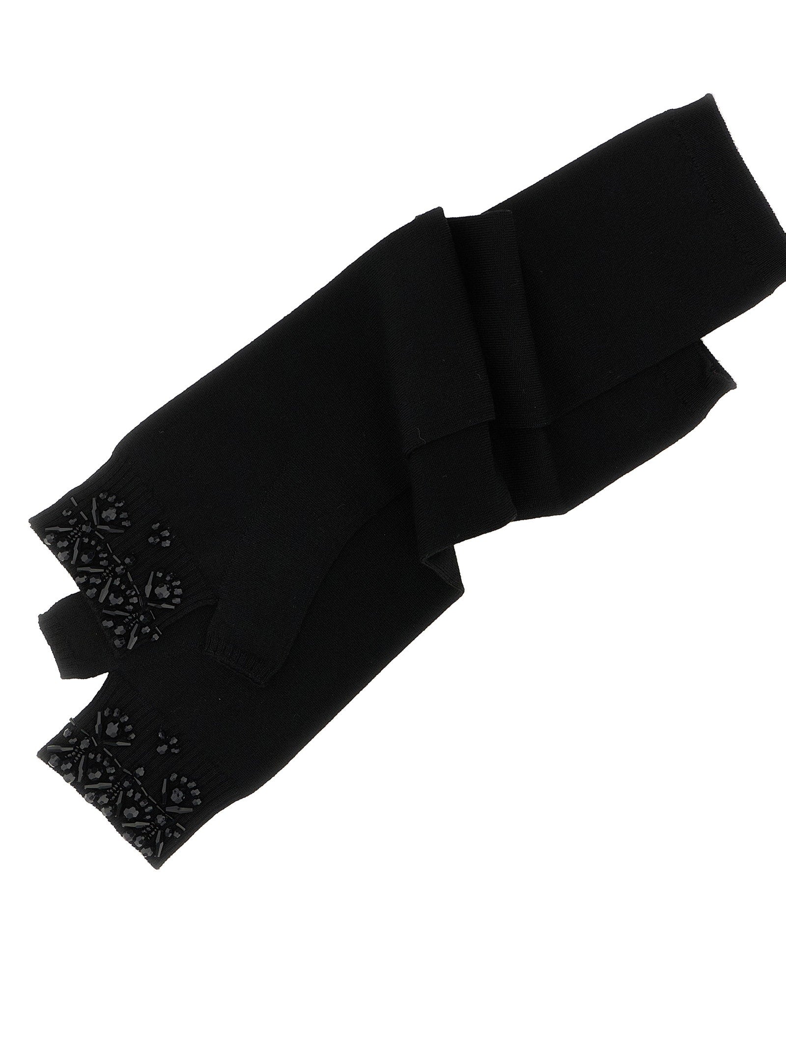 P.A.R.O.S.H. Wool and Cashmere Fingerless Gloves — Black, view 3