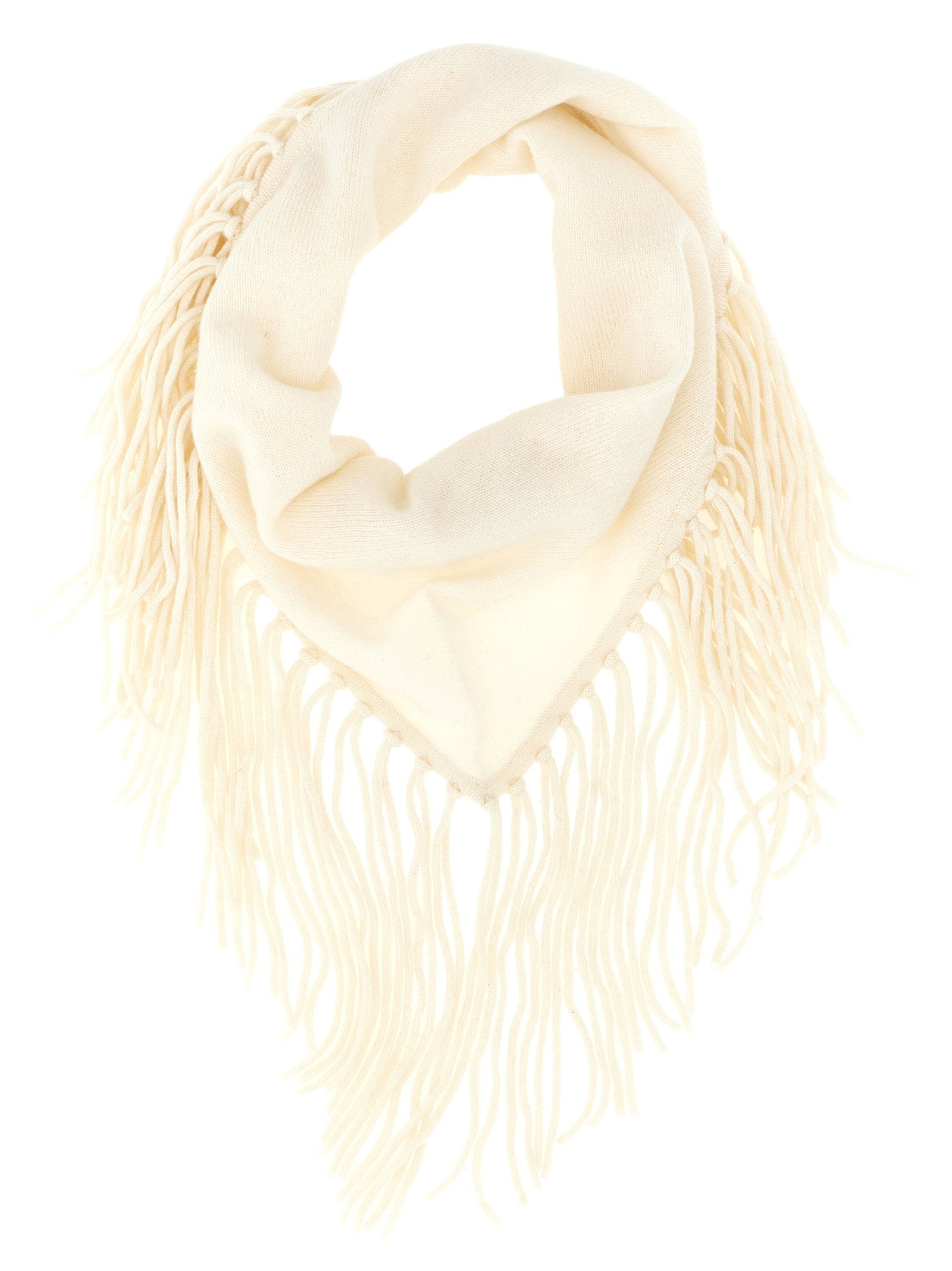 P.A.R.O.S.H. Cashmere Fringe Scarf — Cream by Parosh