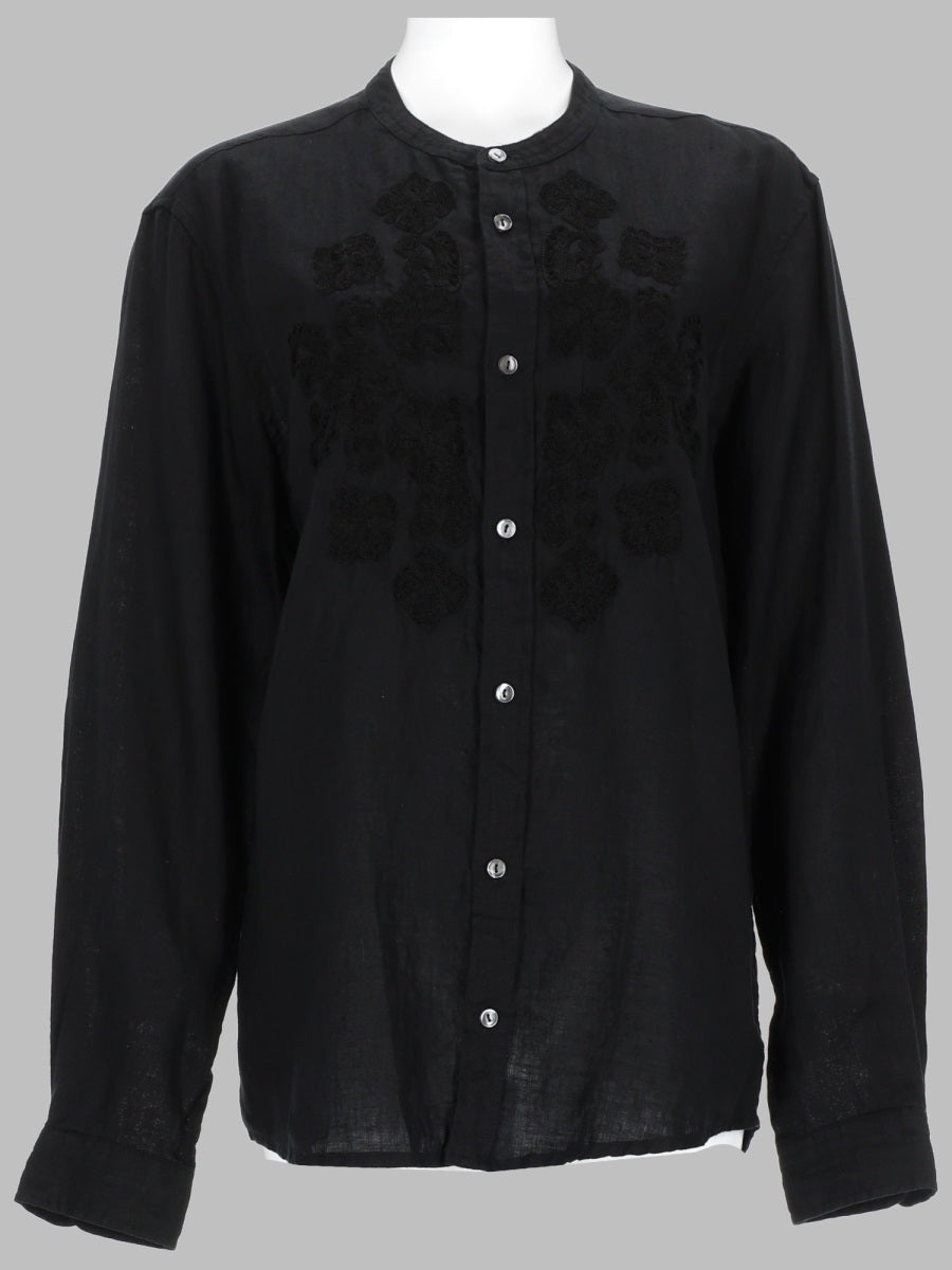 P.A.R.O.S.H. Embroidered Linen Shirt — Black by Parosh