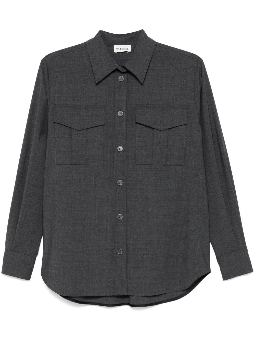 P.A.R.O.S.H. Wool Shirt — Gray, view 5