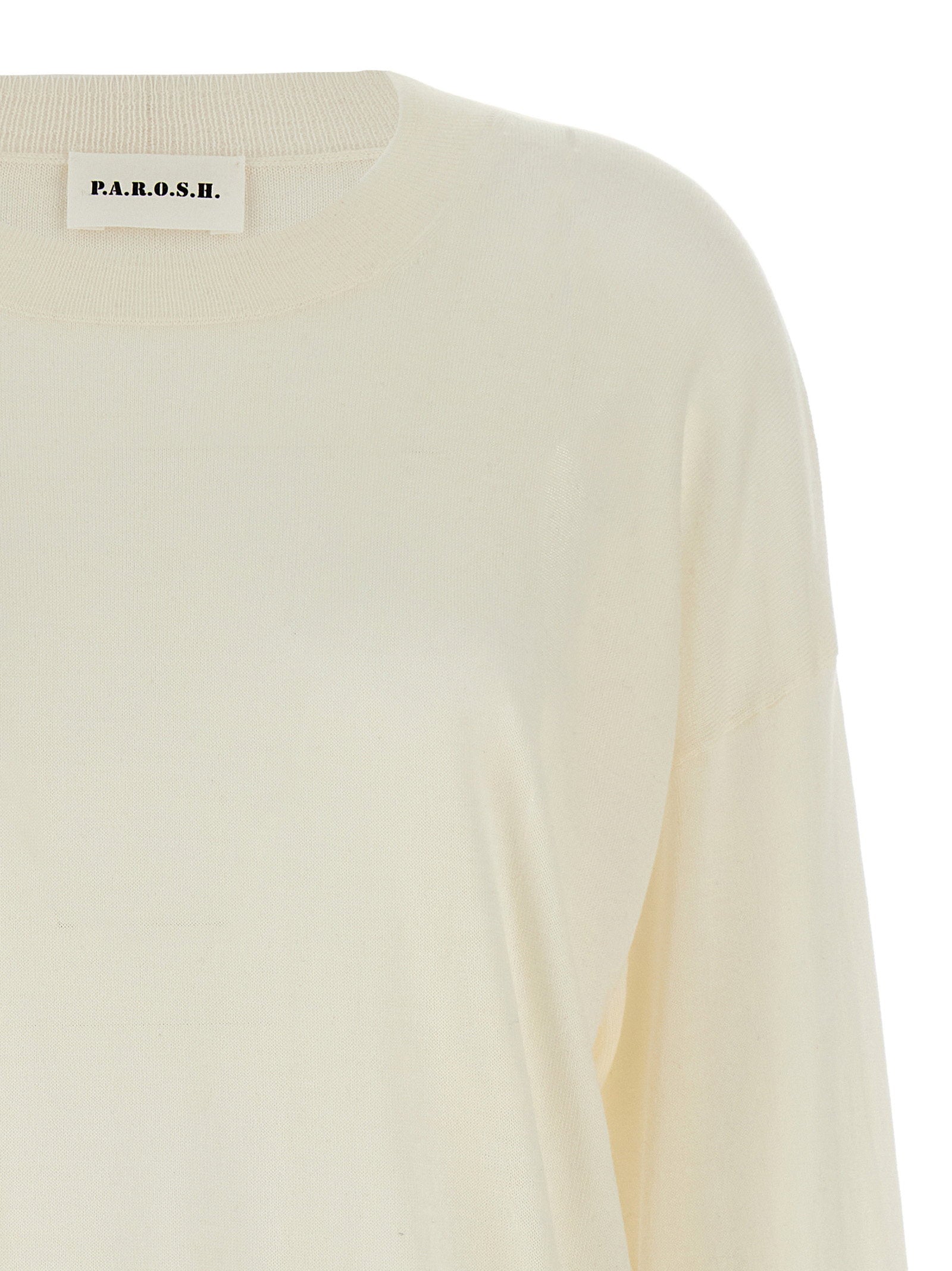 P.A.R.O.S.H. Wool Blend Crew-Neck Sweater — Cream, view 3