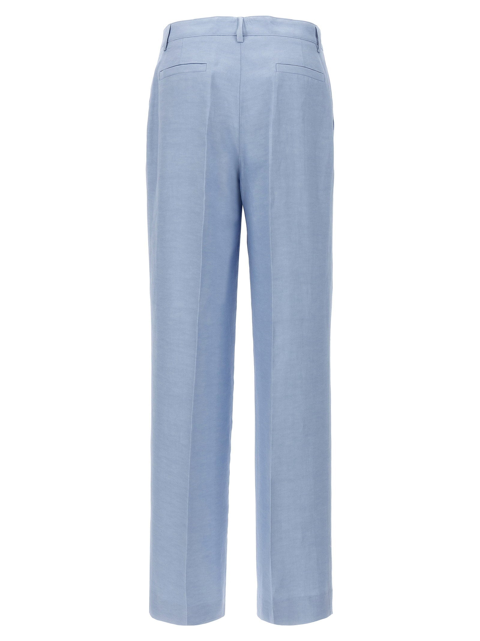 P.A.R.O.S.H. Viscose Linen Blend Trousers — Blue, view 2