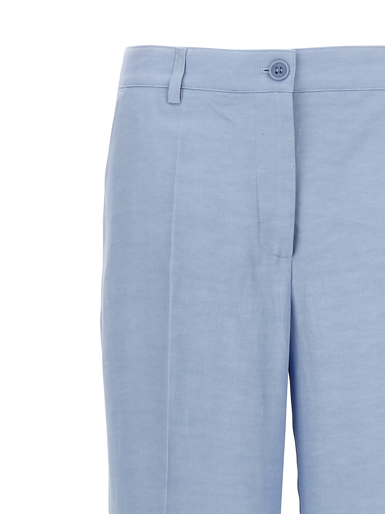 P.A.R.O.S.H. Viscose Linen Blend Trousers — Blue, view 3