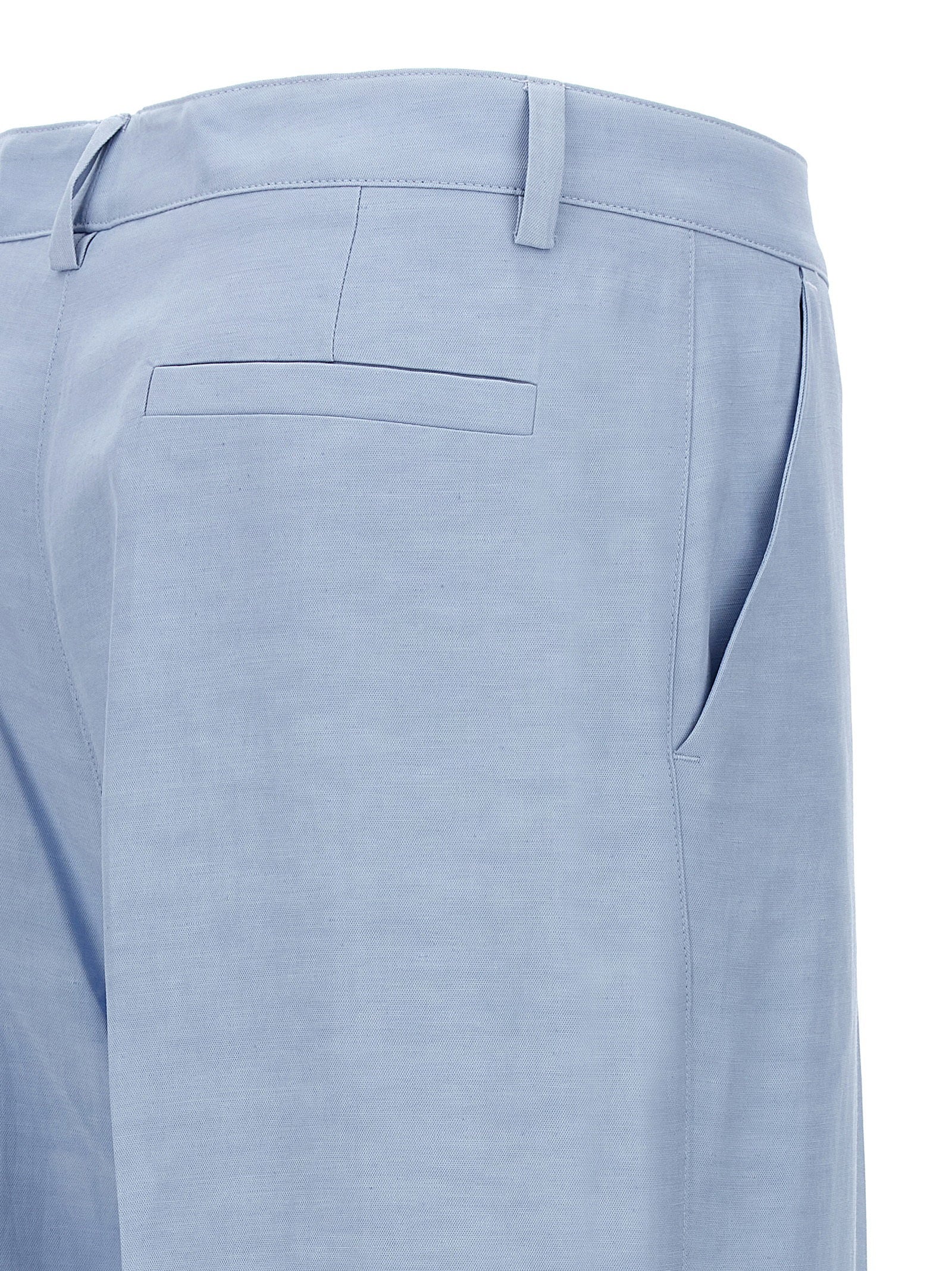 P.A.R.O.S.H. Viscose Linen Blend Trousers — Blue, view 4