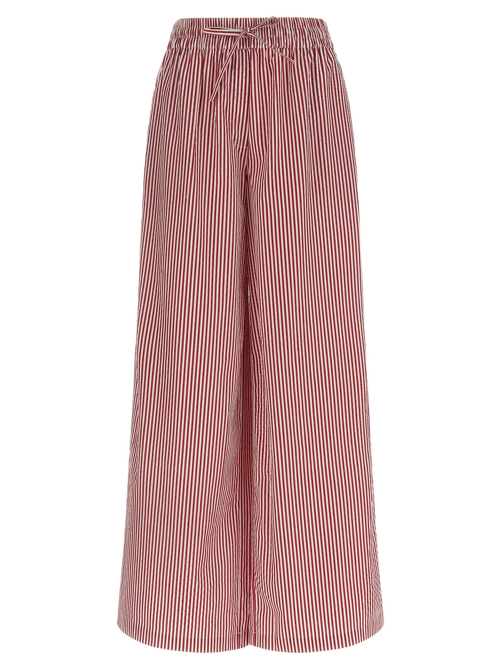 P.A.R.O.S.H. Striped Cotton Poplin Trousers — Burgundy by Parosh