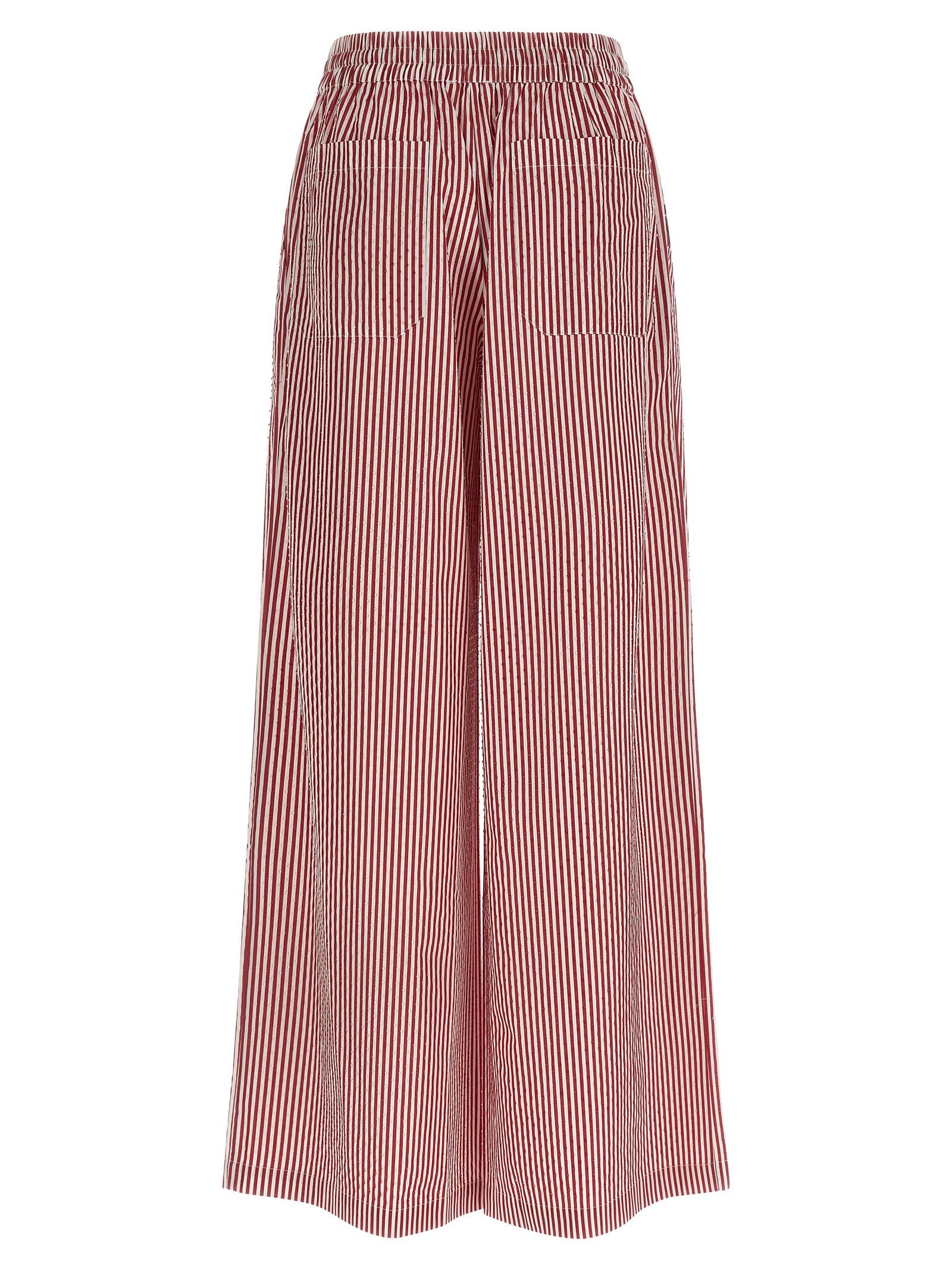 P.A.R.O.S.H. Striped Cotton Poplin Trousers — Burgundy, view 2