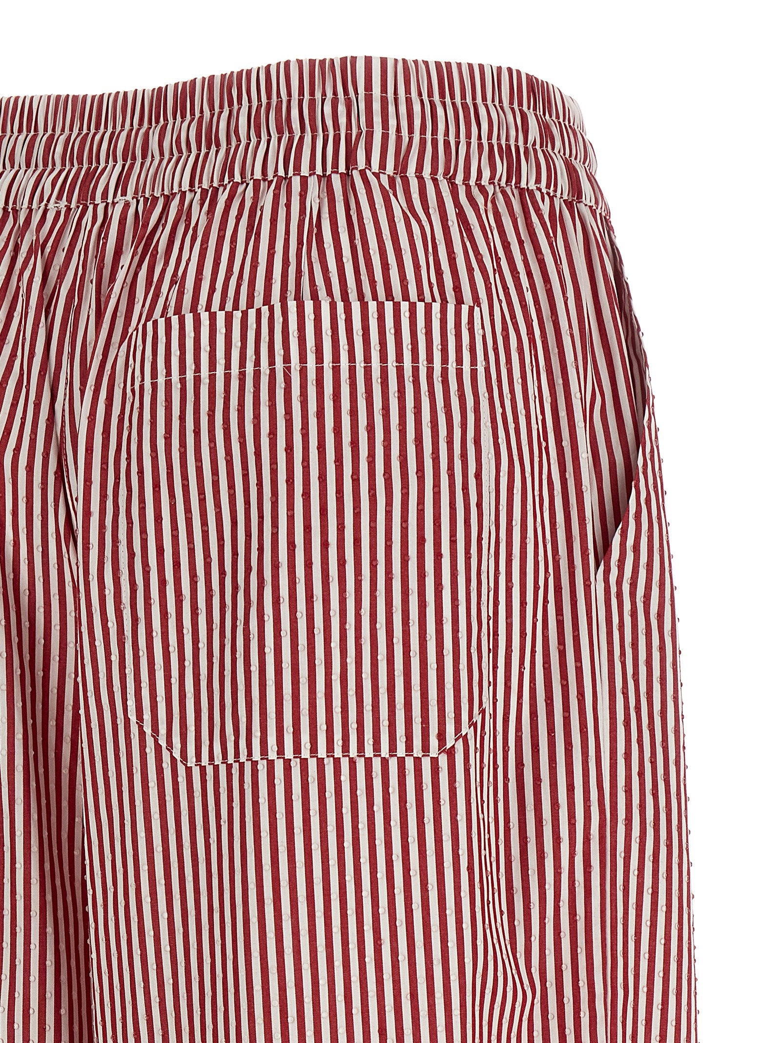 P.A.R.O.S.H. Striped Cotton Poplin Trousers — Burgundy, view 4
