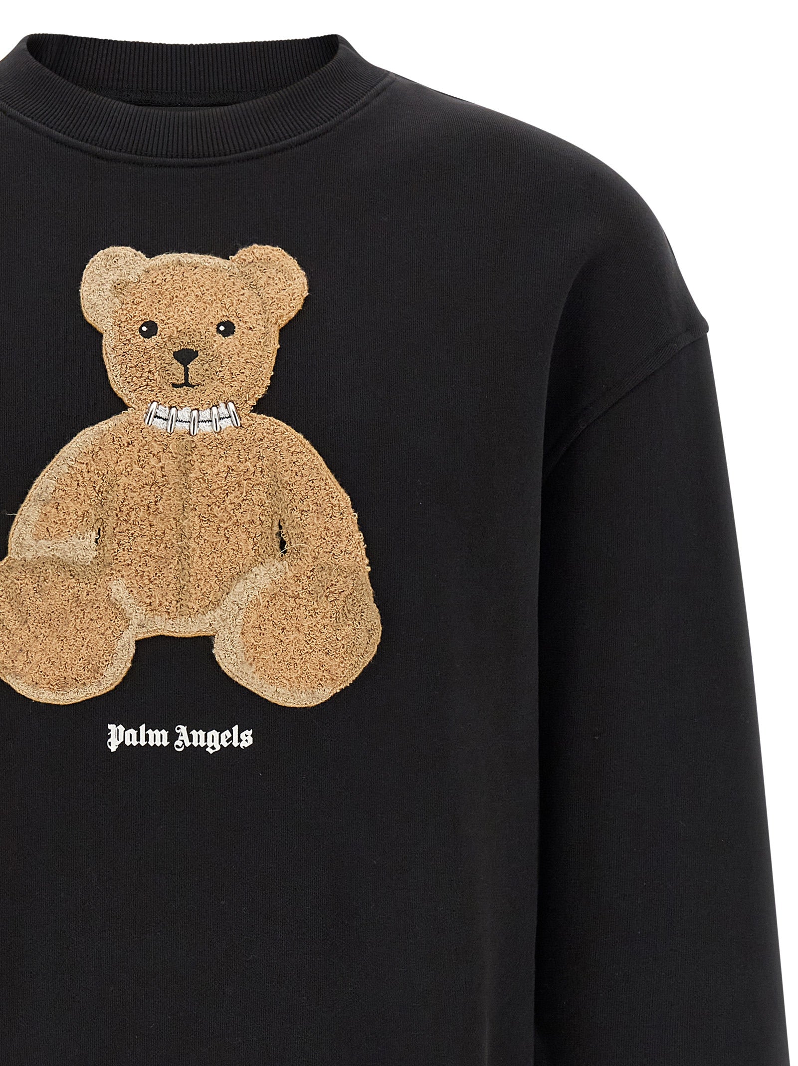 Palm Angels Bear Bouclé Patch Sweatshirt — Black, view 3