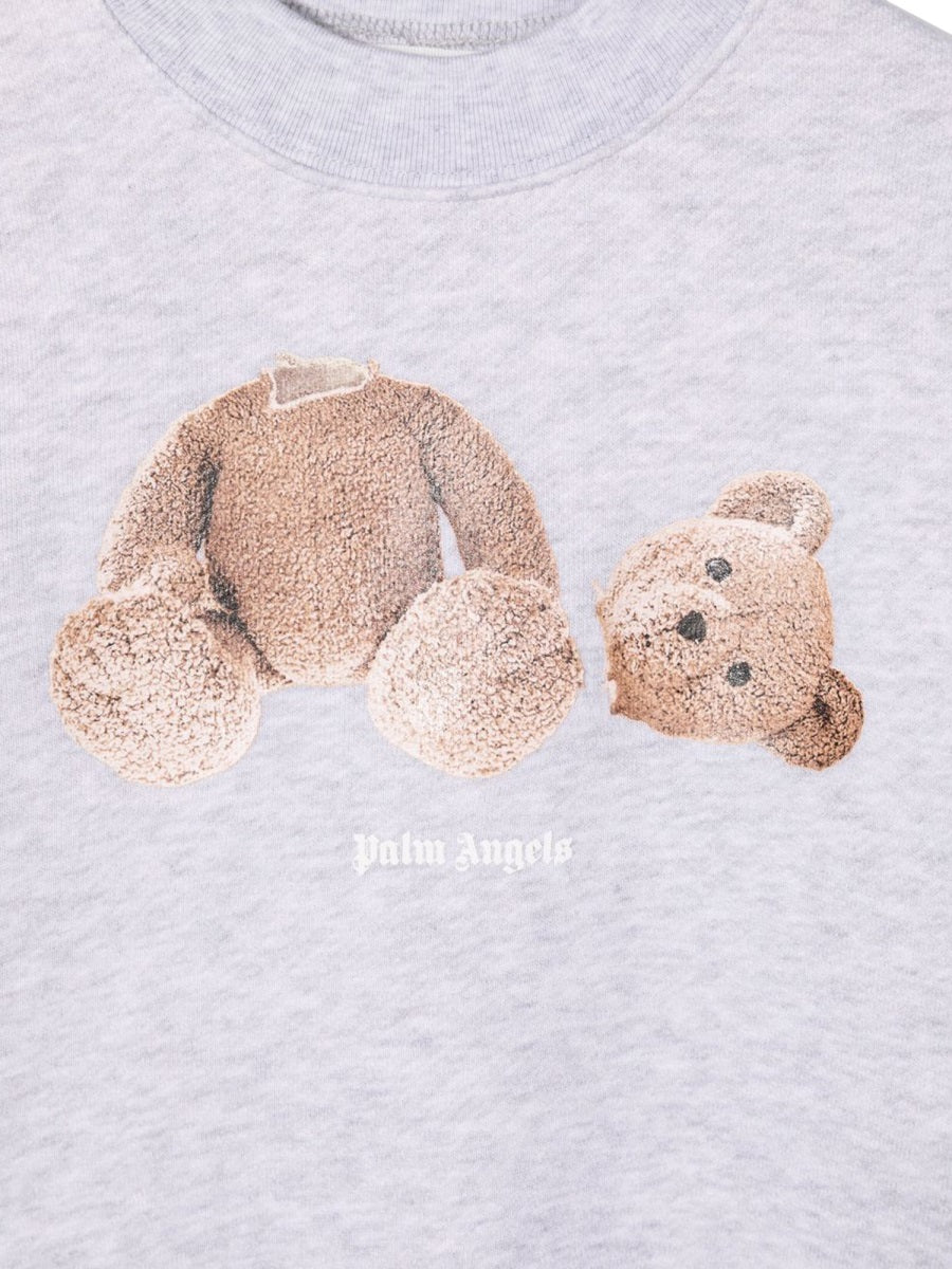 Palm Angels Bear-Print Cotton Sweatshirt — Gray, view 3