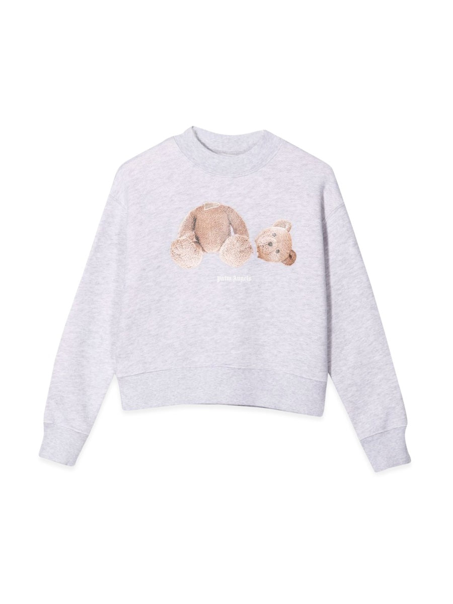 Palm Angels Bear-Print Cotton Sweatshirt — Gray, view 4