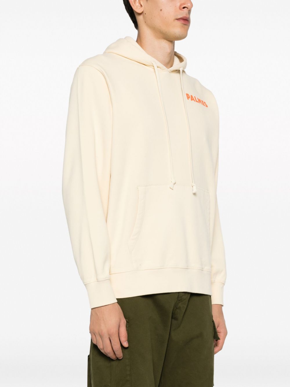Palmes Logo-Print Organic Cotton Hoodie — Cream, view 2