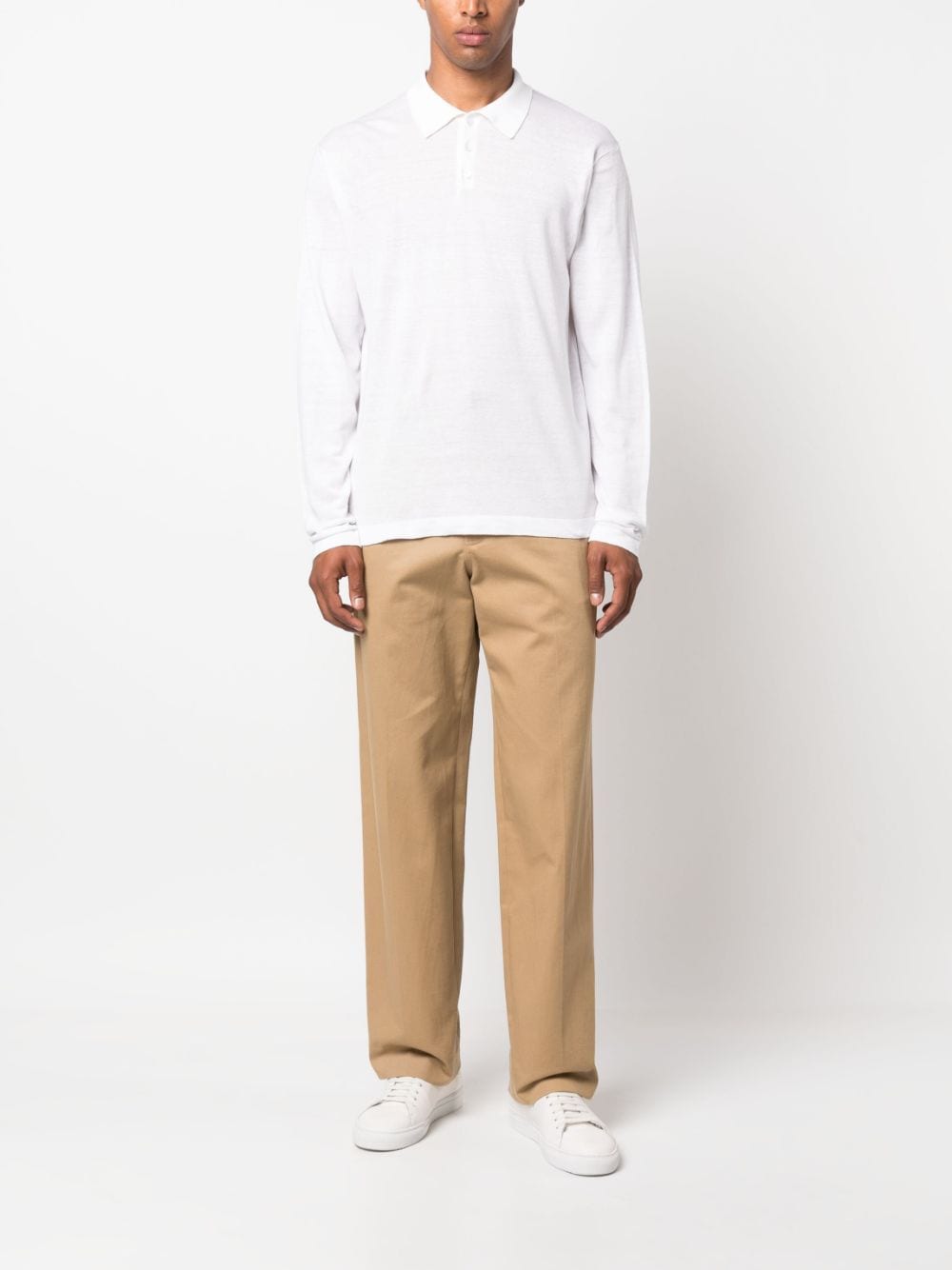Paltò Cotton-Linen Blend Polo — White, view 3