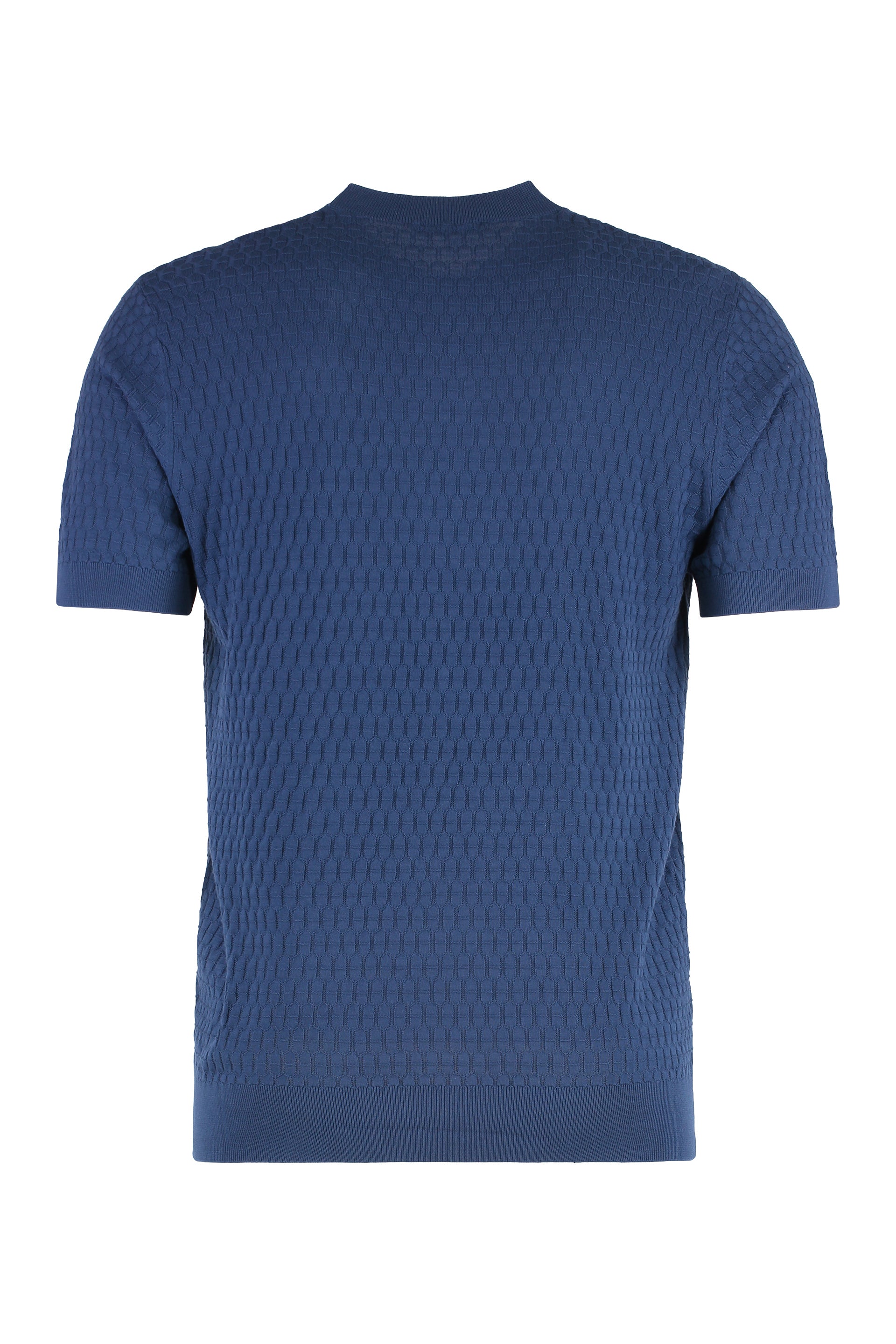Paolo Pecora Textured Knit Cotton Sweater — Blue, view 2