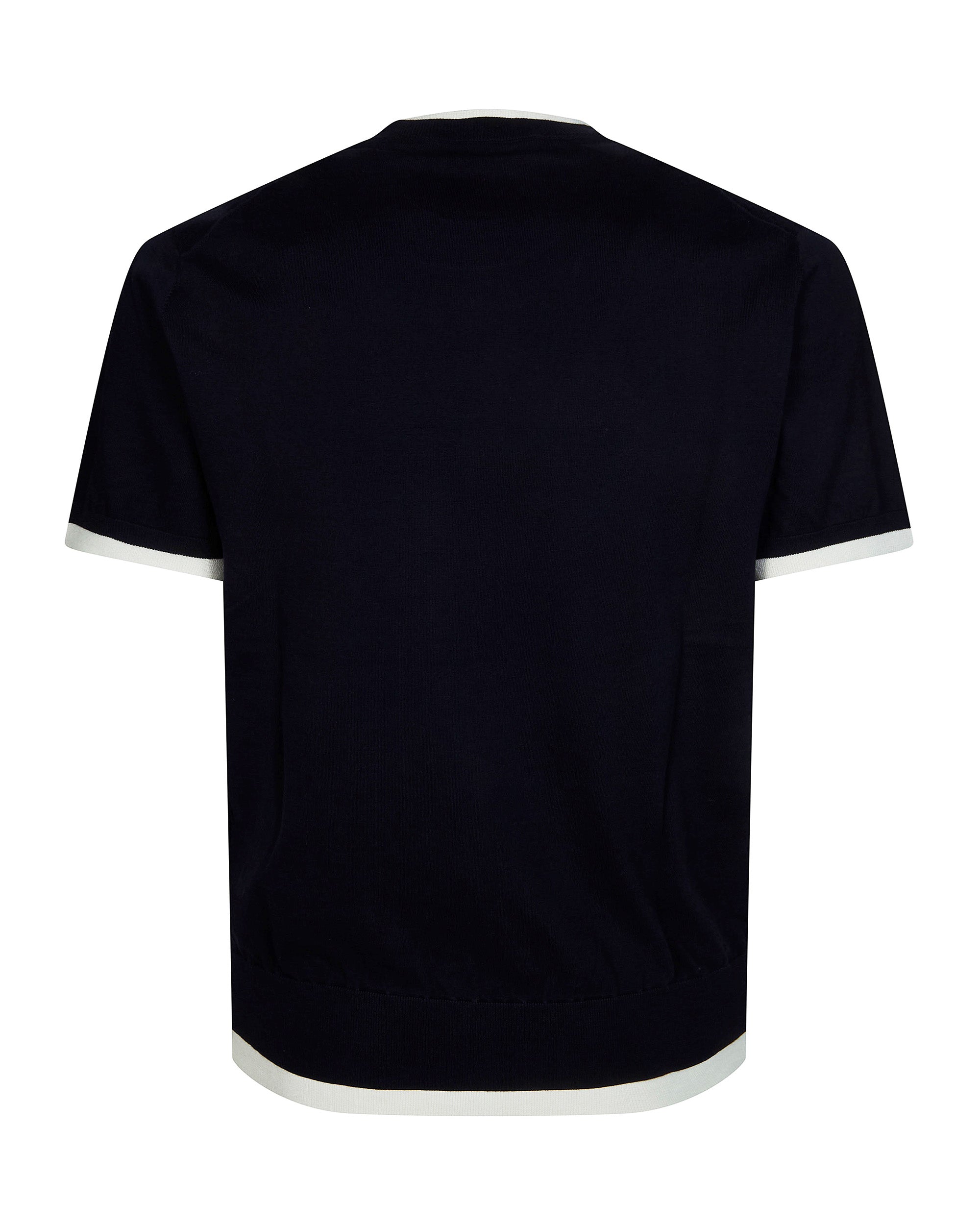 Paolo Pecora Crew-Neck Cotton with Contrasting Trims T-Shirt — Black, view 2