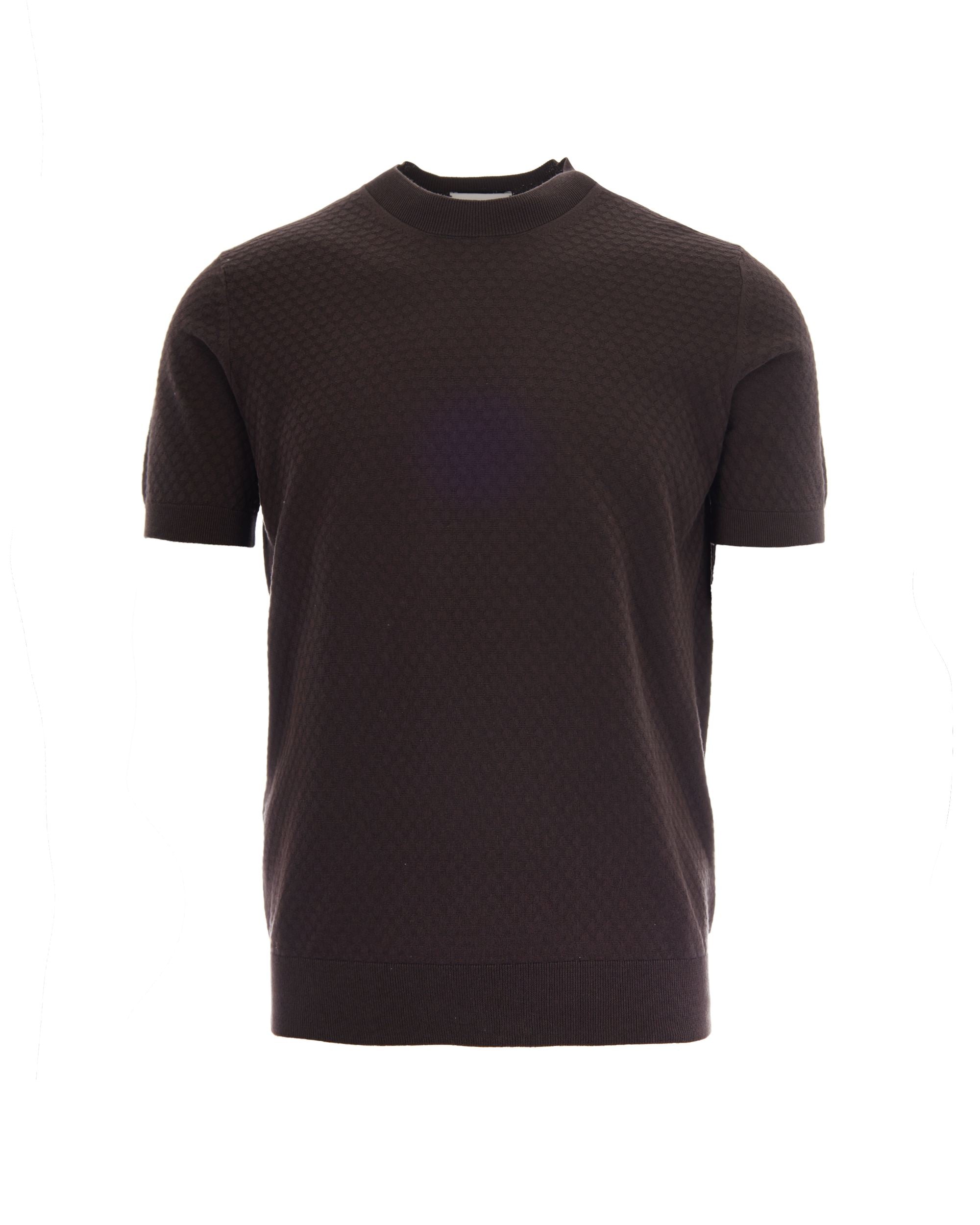 Paolo Pecora Textured Knit Cotton T-Shirt — Brown by Paolo Pecora