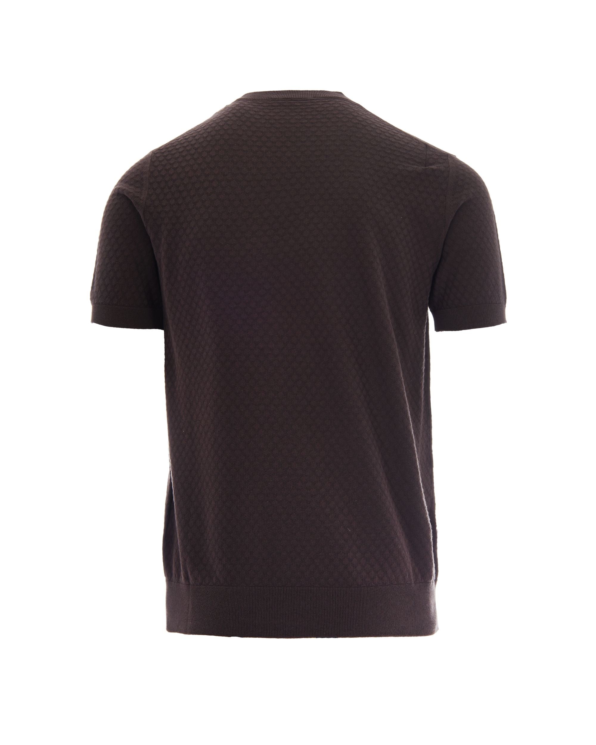 Paolo Pecora Textured Knit Cotton T-Shirt — Brown, view 2
