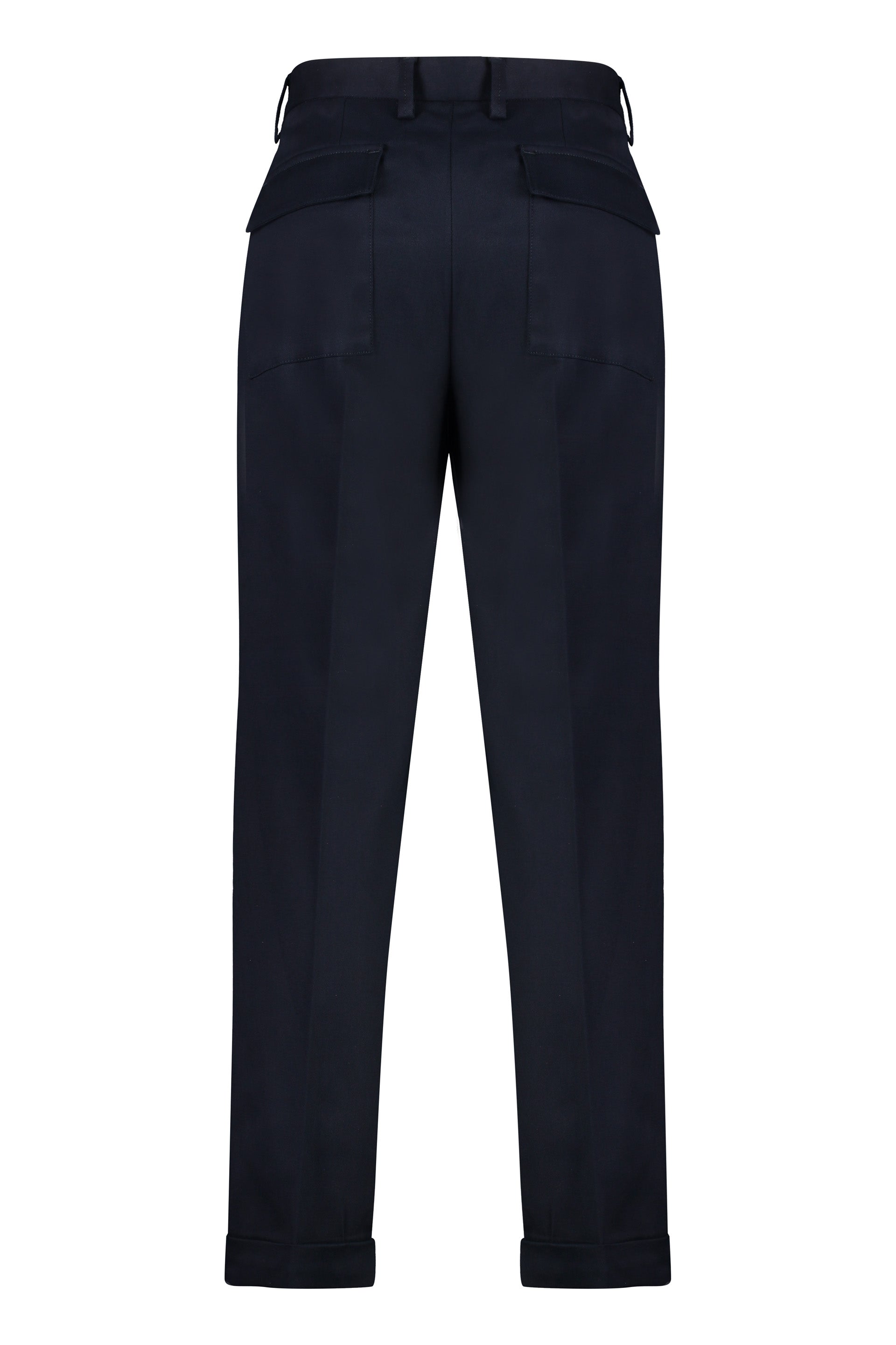 Paolo Pecora Cotton-Blend Roll-Up Trousers — Blue, view 2