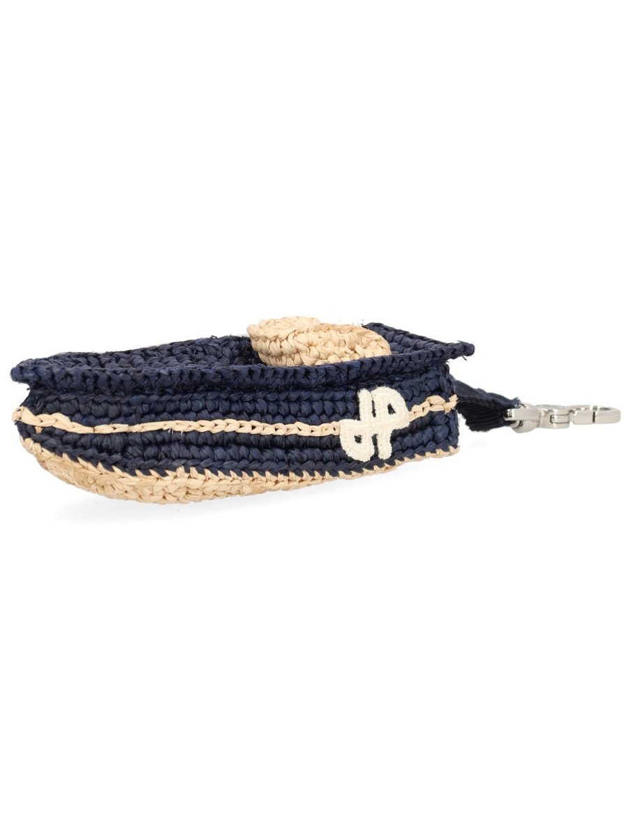 Patou Handwoven Raffia Boat Bag Charm — Blue by Patou