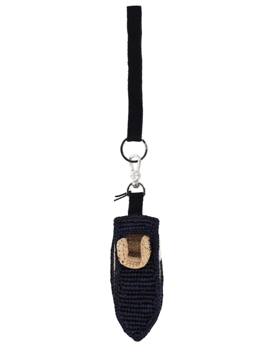 Patou Handwoven Raffia Boat Bag Charm — Blue, view 2
