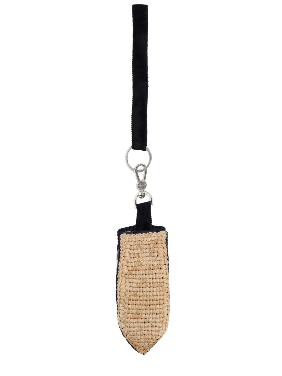 Patou Handwoven Raffia Boat Bag Charm — Blue, view 3