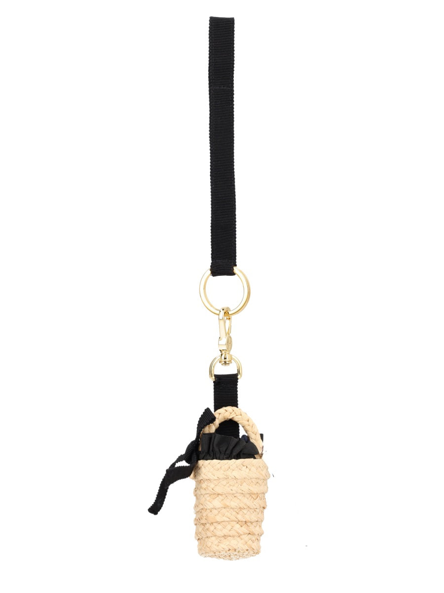 Patou Natural Raffia Bucket Charm — Beige, view 2