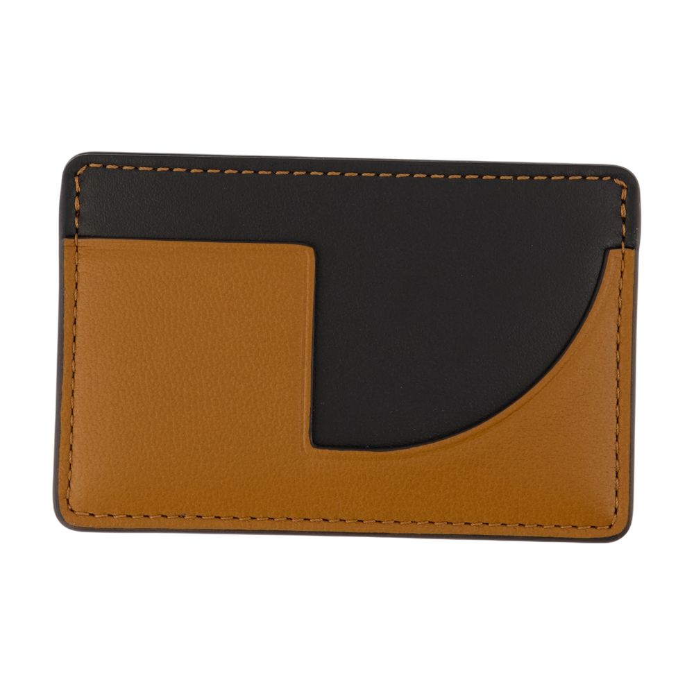 Patou Colorblock Calfskin Card Case — Brown by Patou
