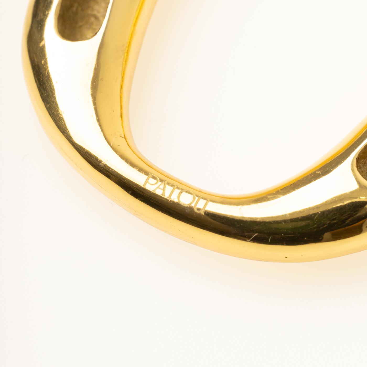 Patou Engraved Monogram Earrings — Gold, view 4